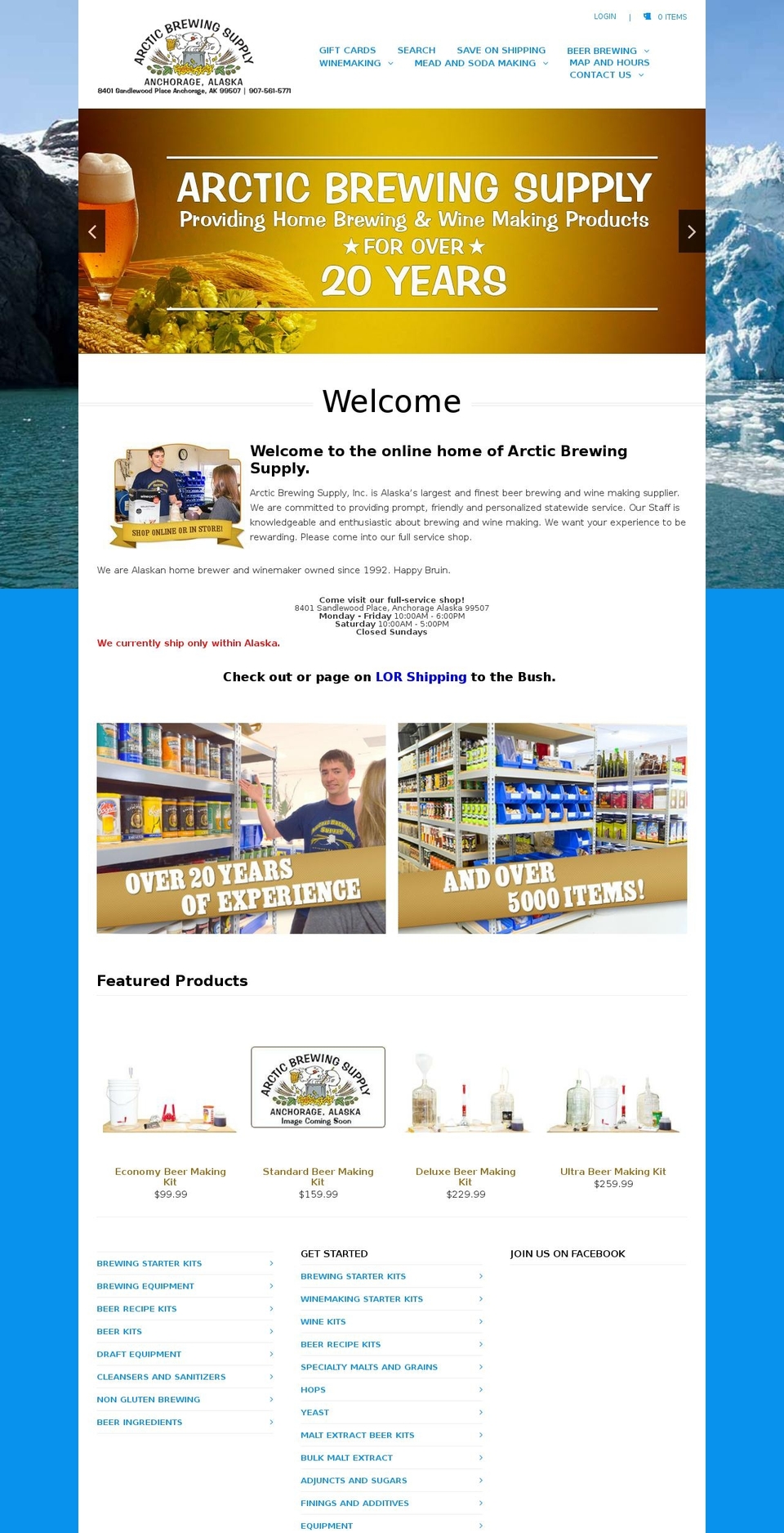 limitless Shopify theme site example arcticbrewingsupply.com