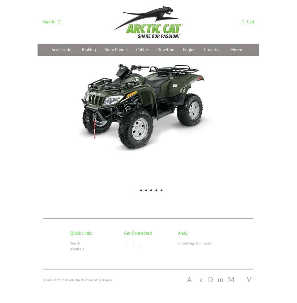 arcticcatpartsdirect.co.uk shopify website screenshot