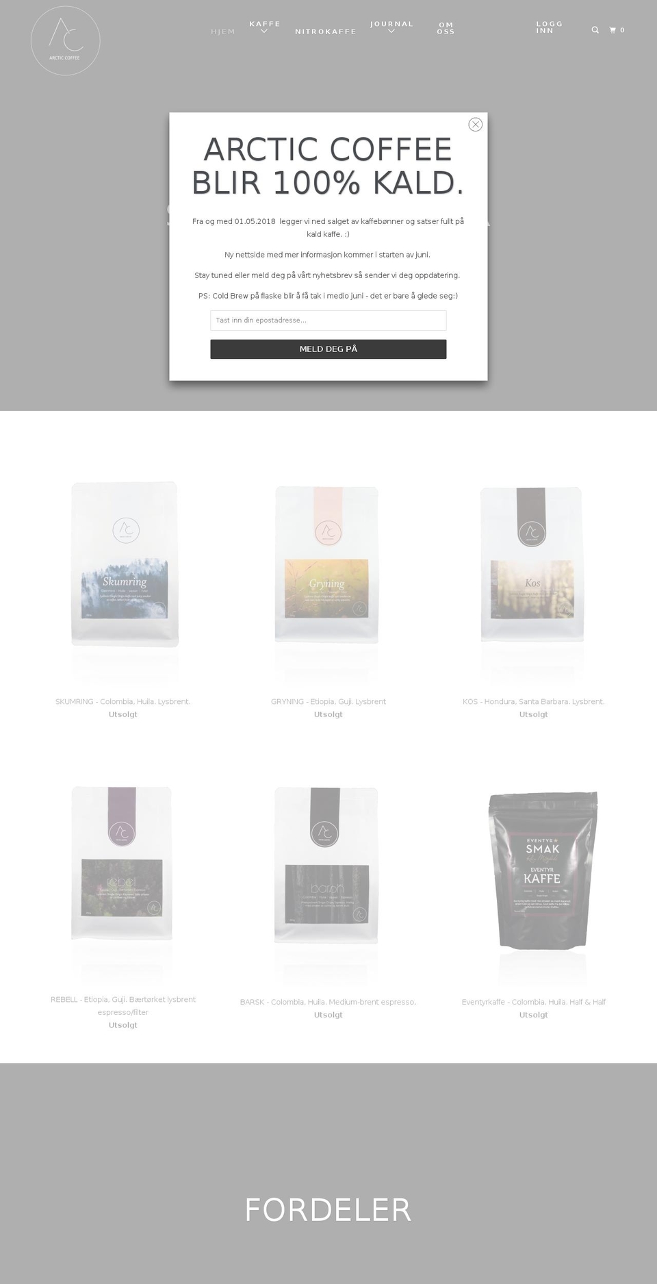 arcticcoffee.shop shopify website screenshot