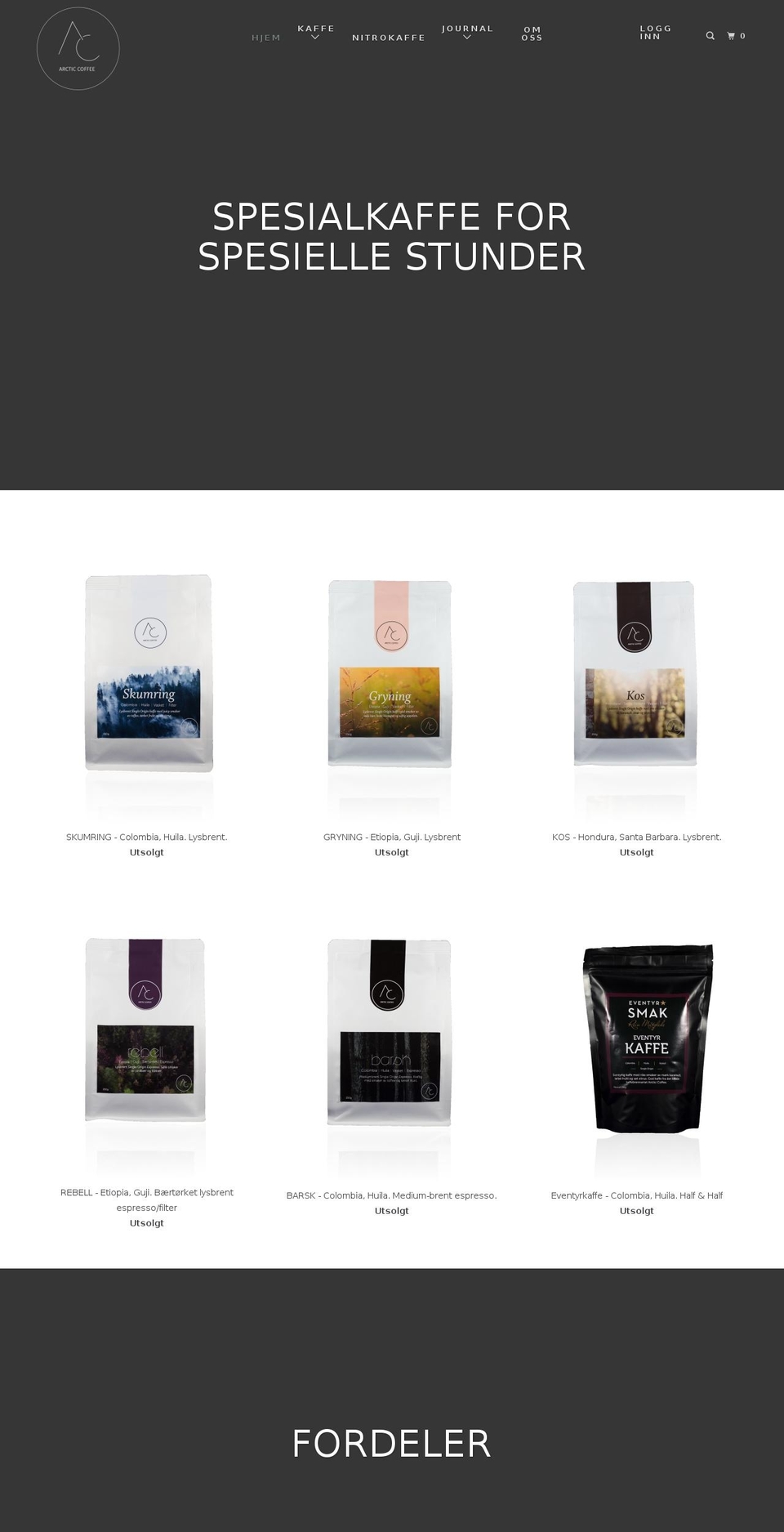 arcticcoffeeshop.com — Shopify storefront screenshot