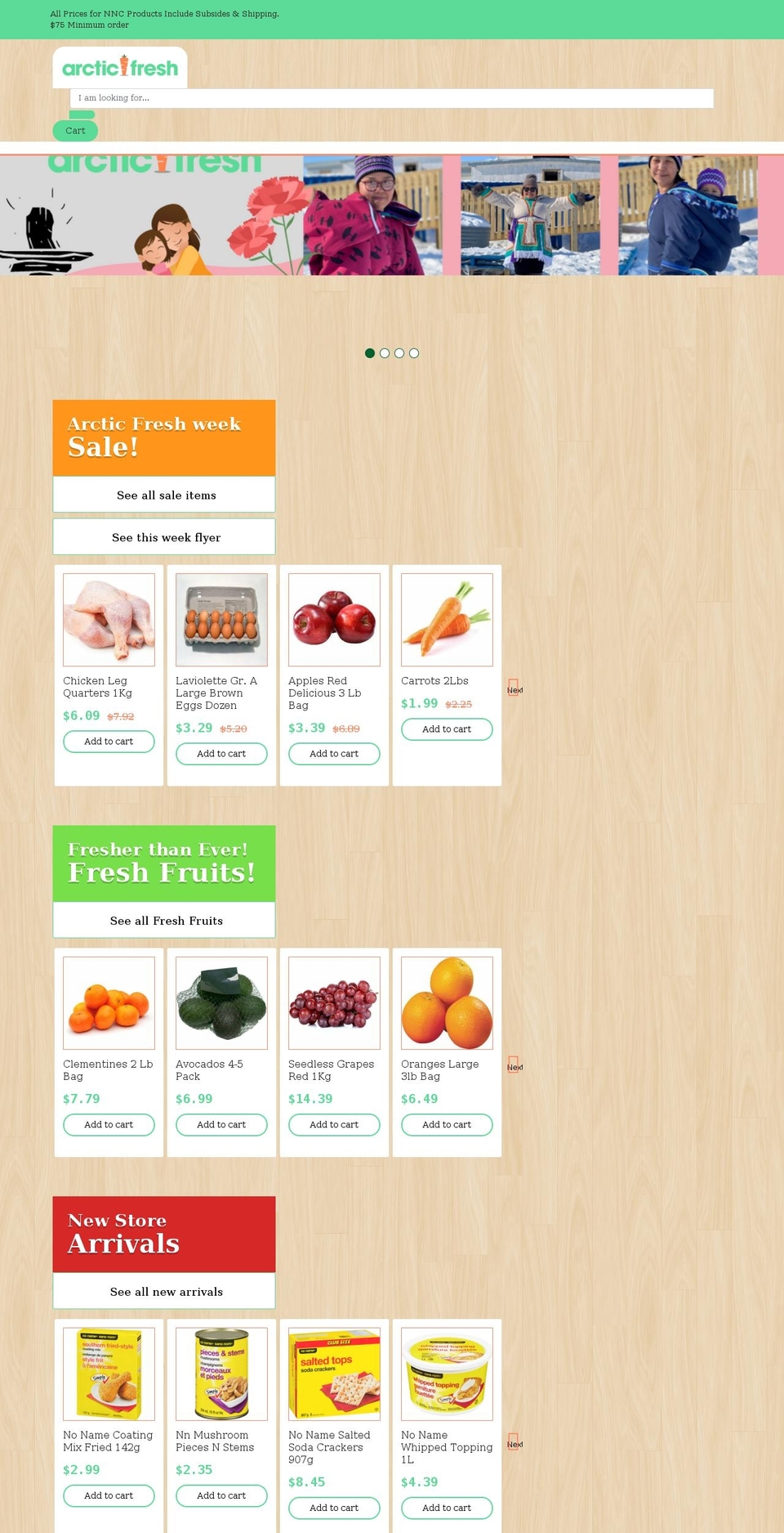 arcticfresh.ca shopify website screenshot