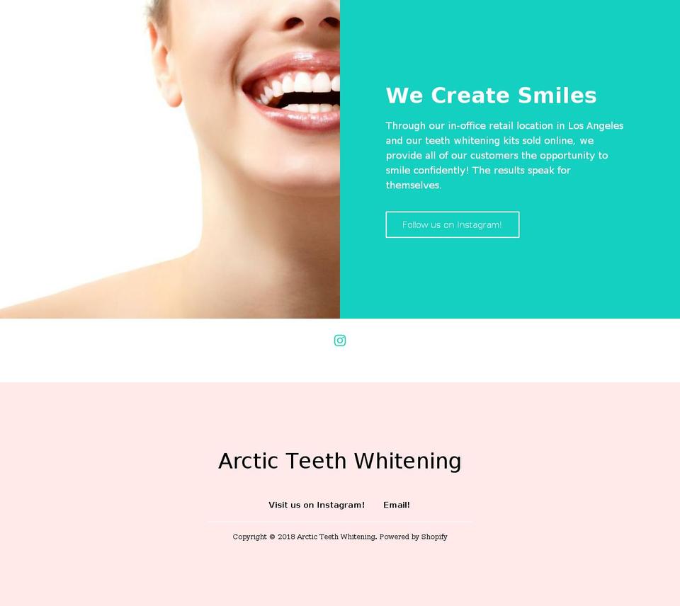 arcticteethwhitening.biz shopify website screenshot