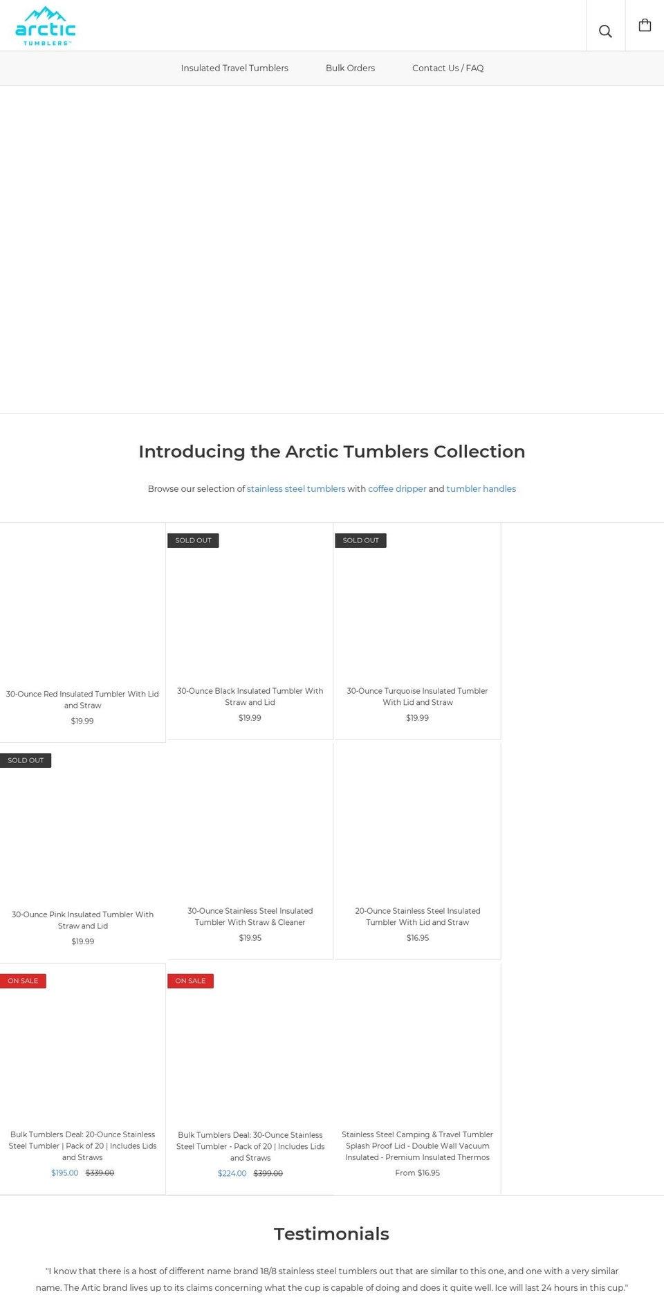 arctictumblers.com shopify website screenshot