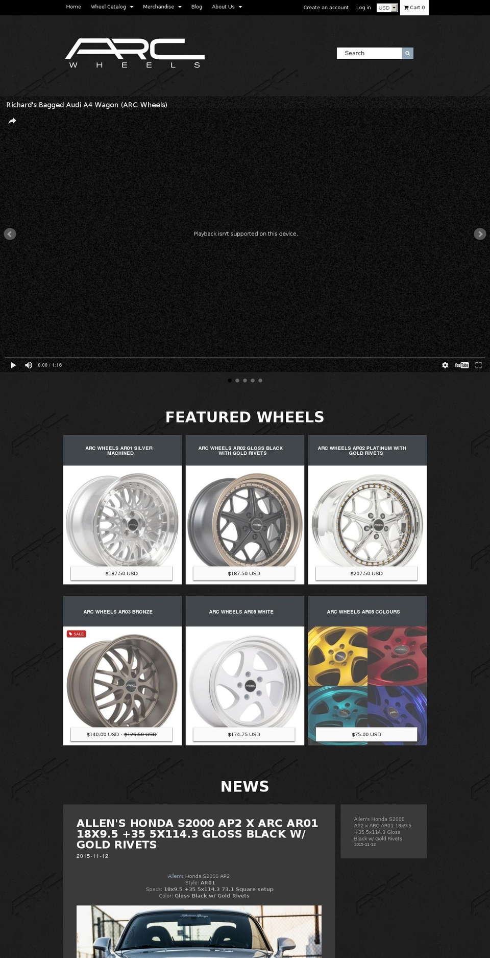 Stoked Shopify theme site example arcwheels.com