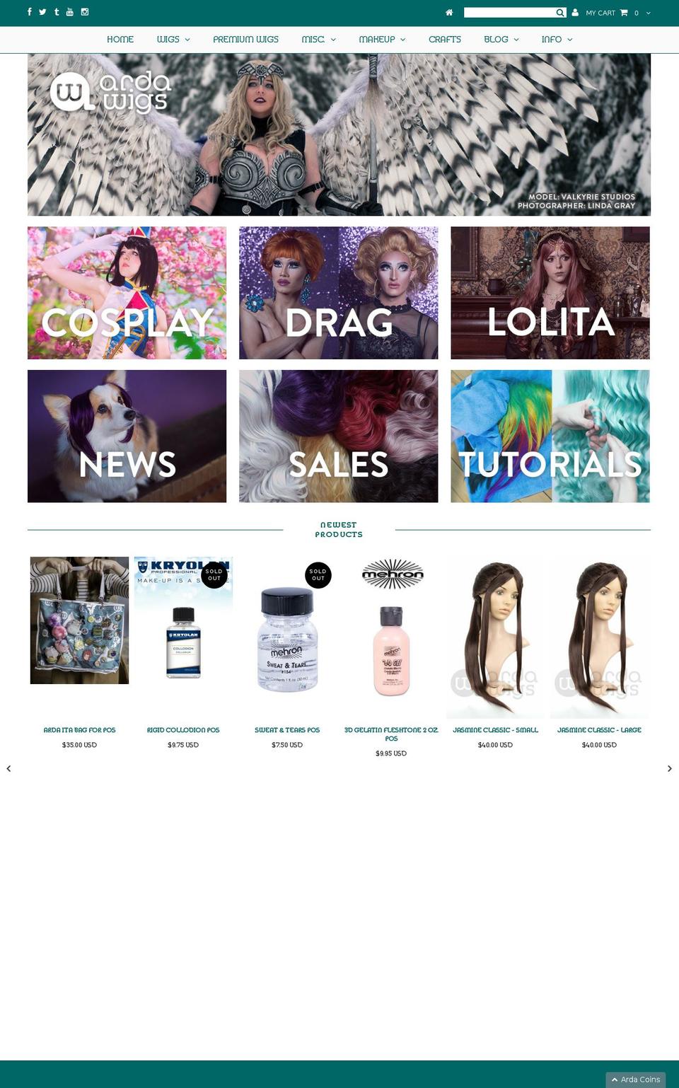 arda-wigs.com shopify website screenshot