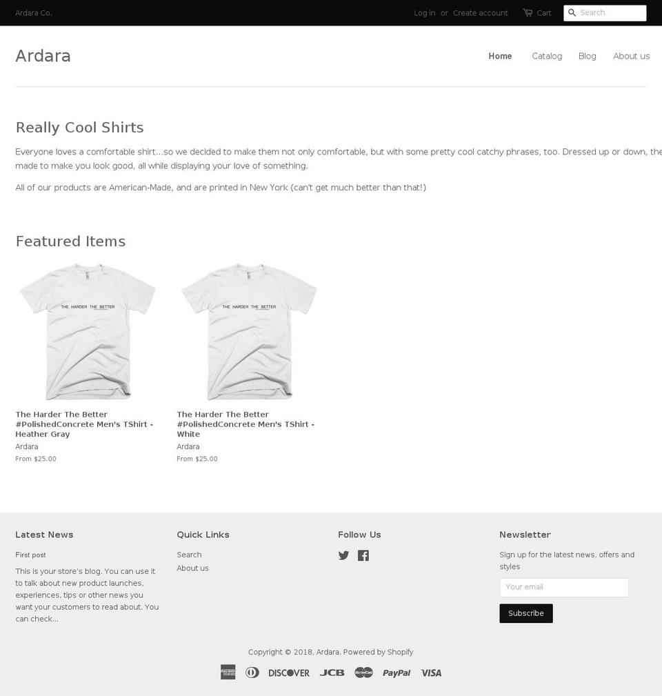 ardarabyelizabeth.com — Shopify storefront screenshot