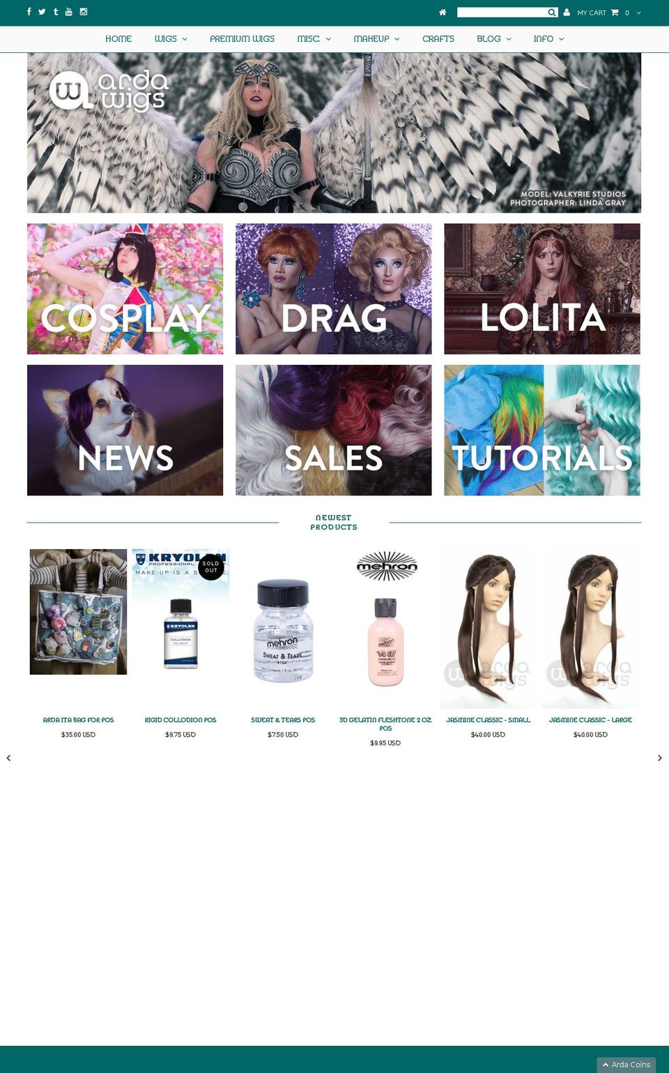 EVA Shopify theme site example ardawigs.com