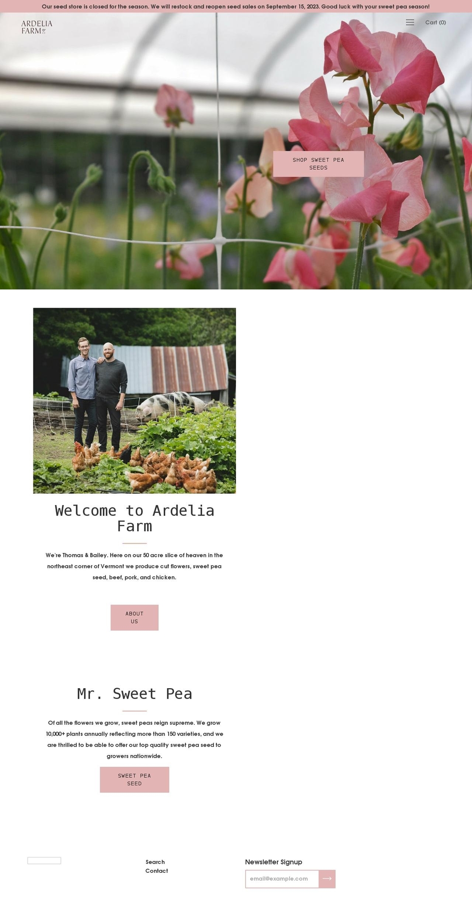 ardeliafarm.com shopify website screenshot