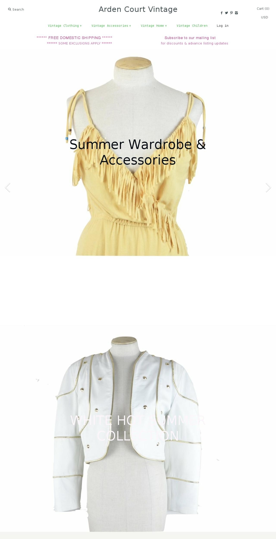 ardencourtvintage.com shopify website screenshot