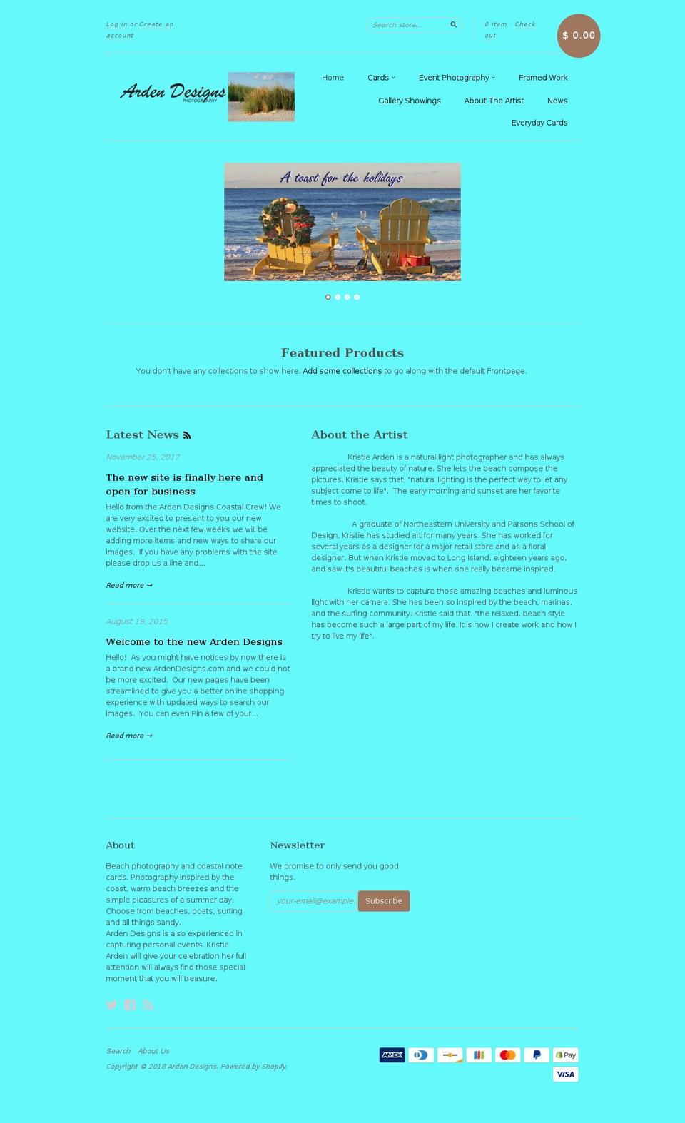 ardendesigns.com — Shopify storefront screenshot