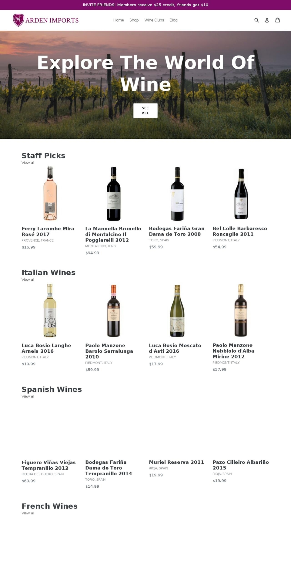 ardenimports.com shopify website screenshot