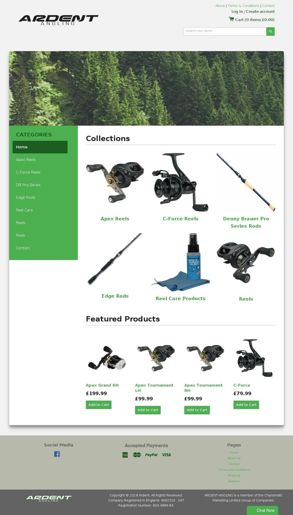 ardent-angling.com — Shopify storefront screenshot