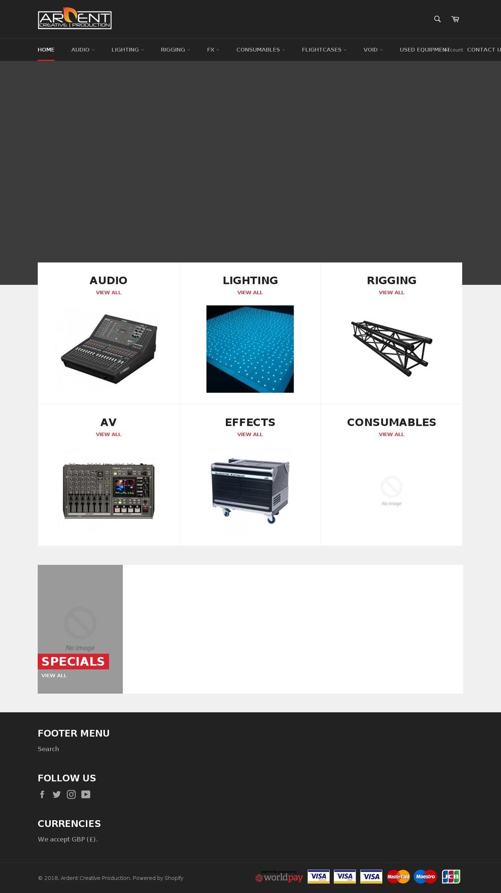 ardentcp-store.com — Shopify storefront screenshot