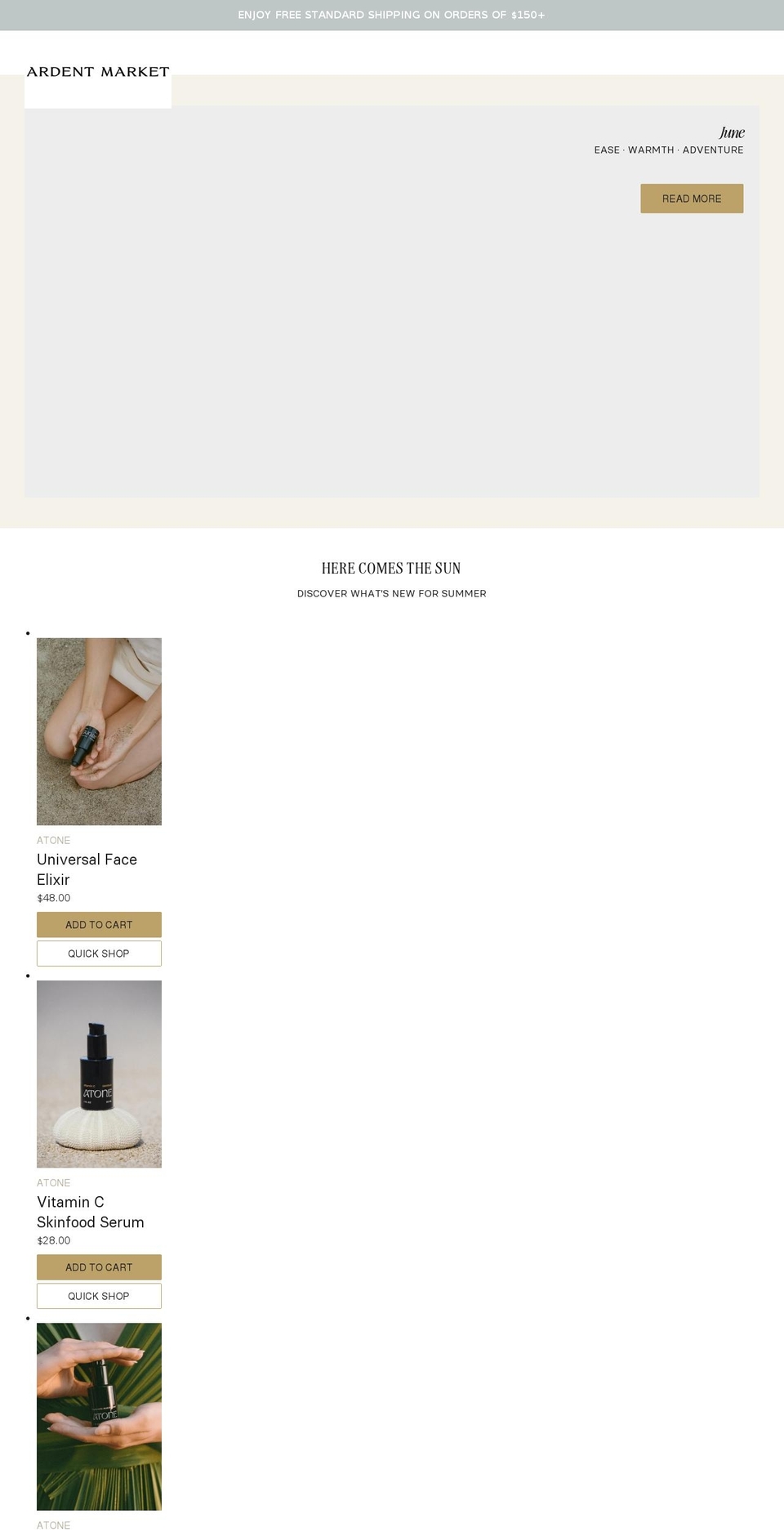 REBRAND Shopify theme site example ardentmarket.com