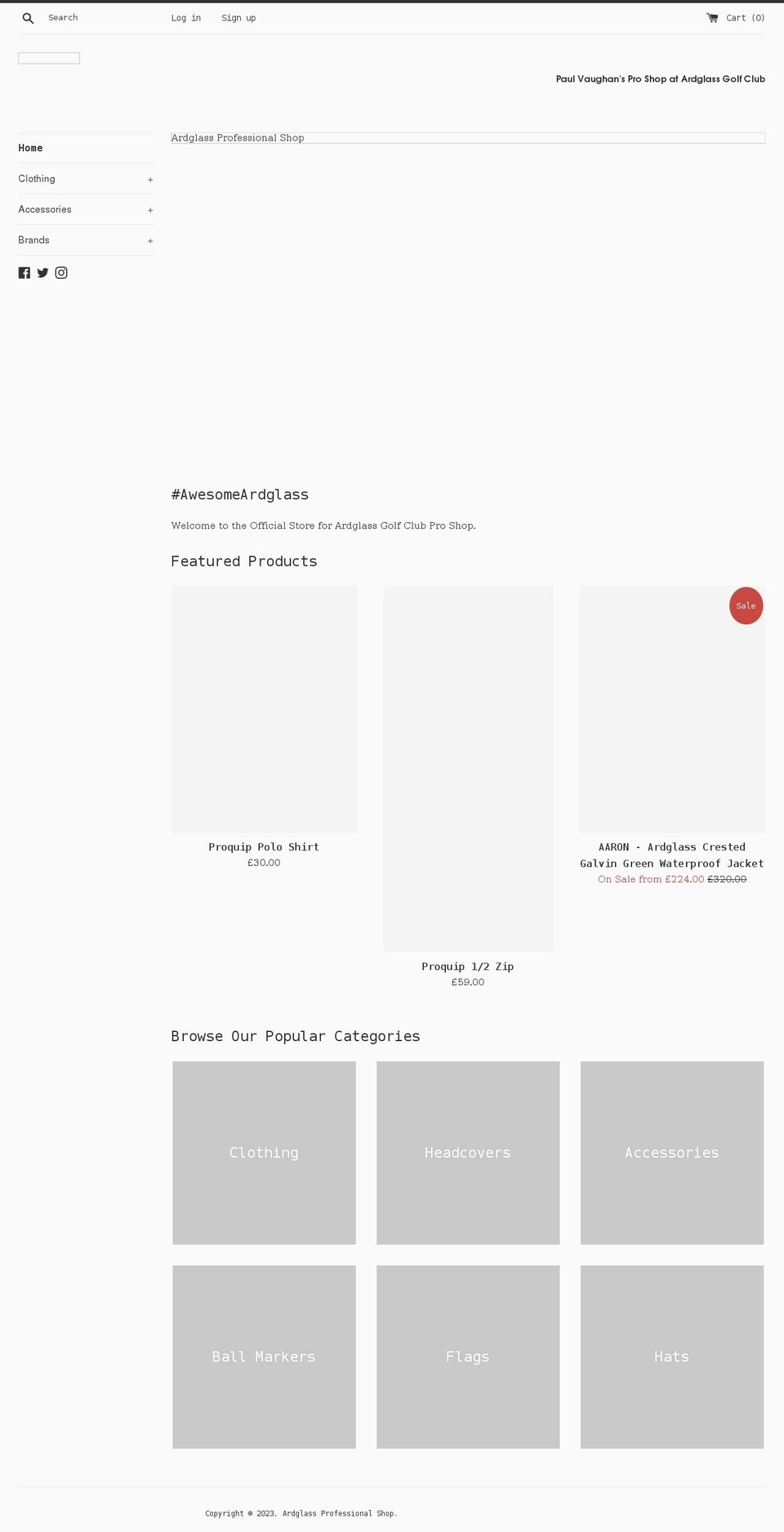 ardglassproshop.com shopify website screenshot