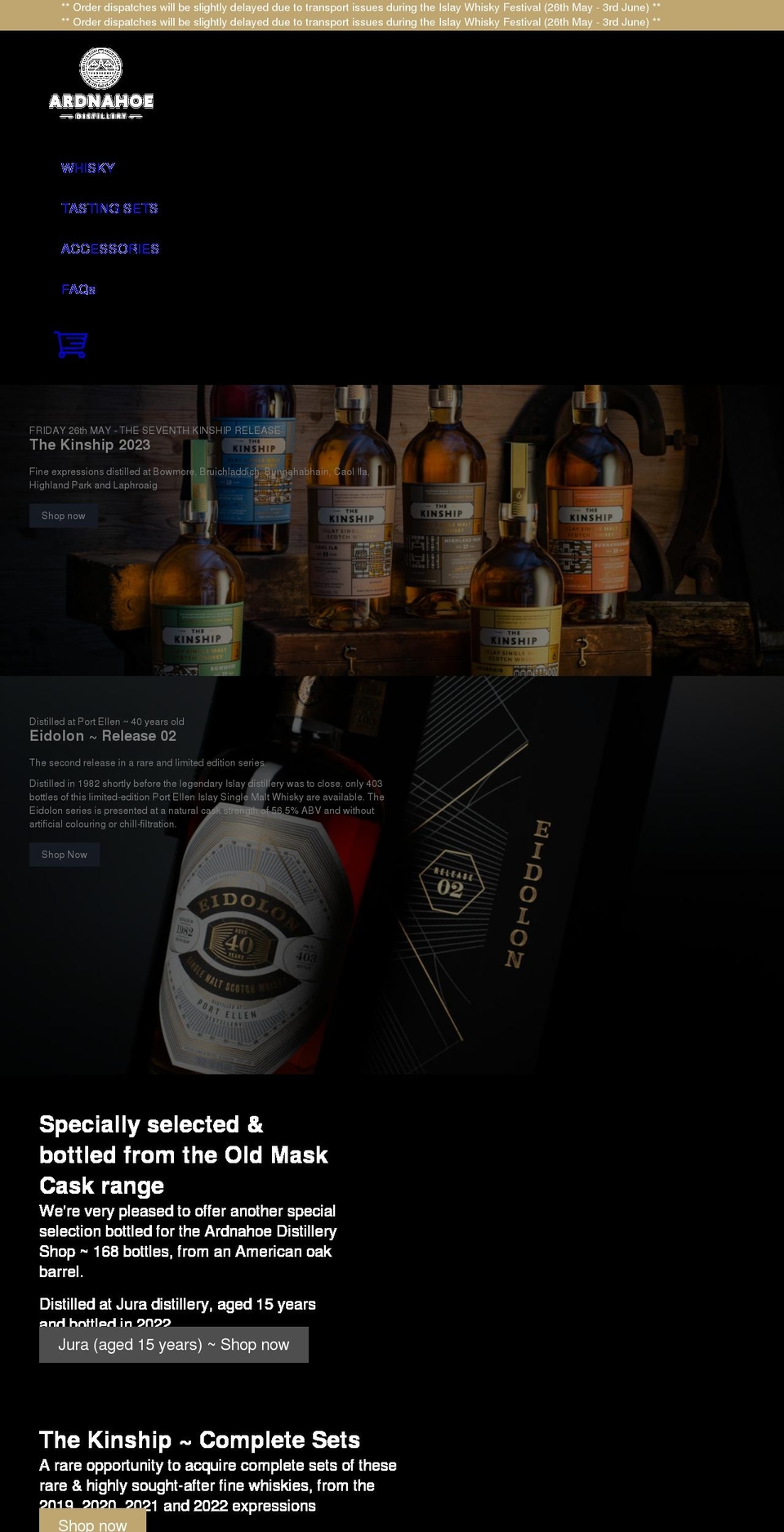 ardnahoedistilleryshop.com shopify website screenshot