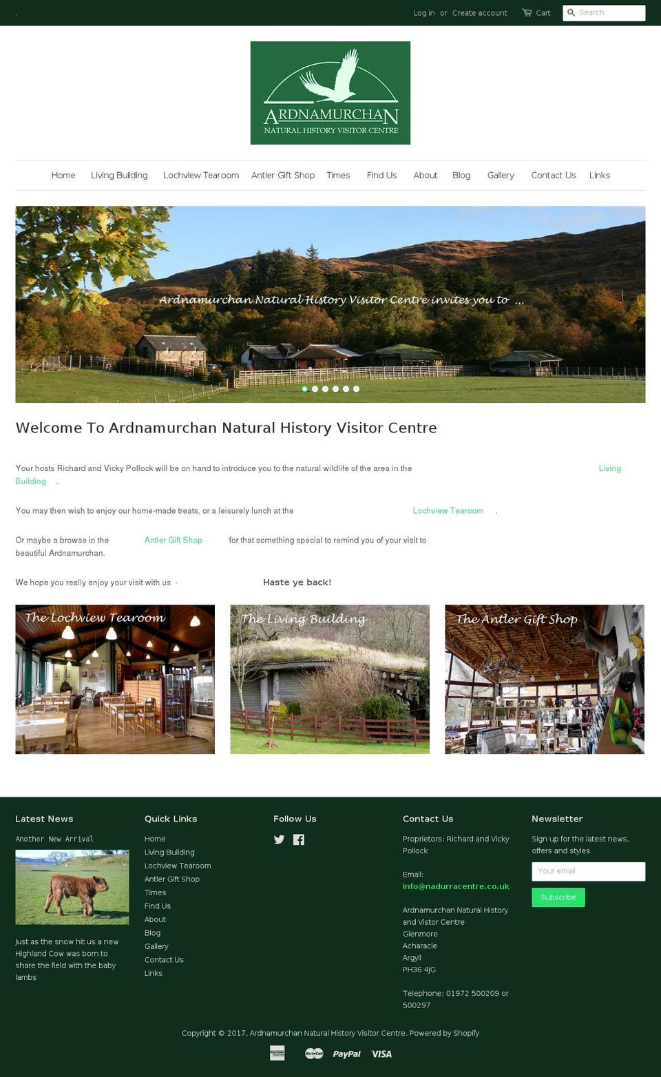 ardnamurchannaturalhistorycentre.com shopify website screenshot