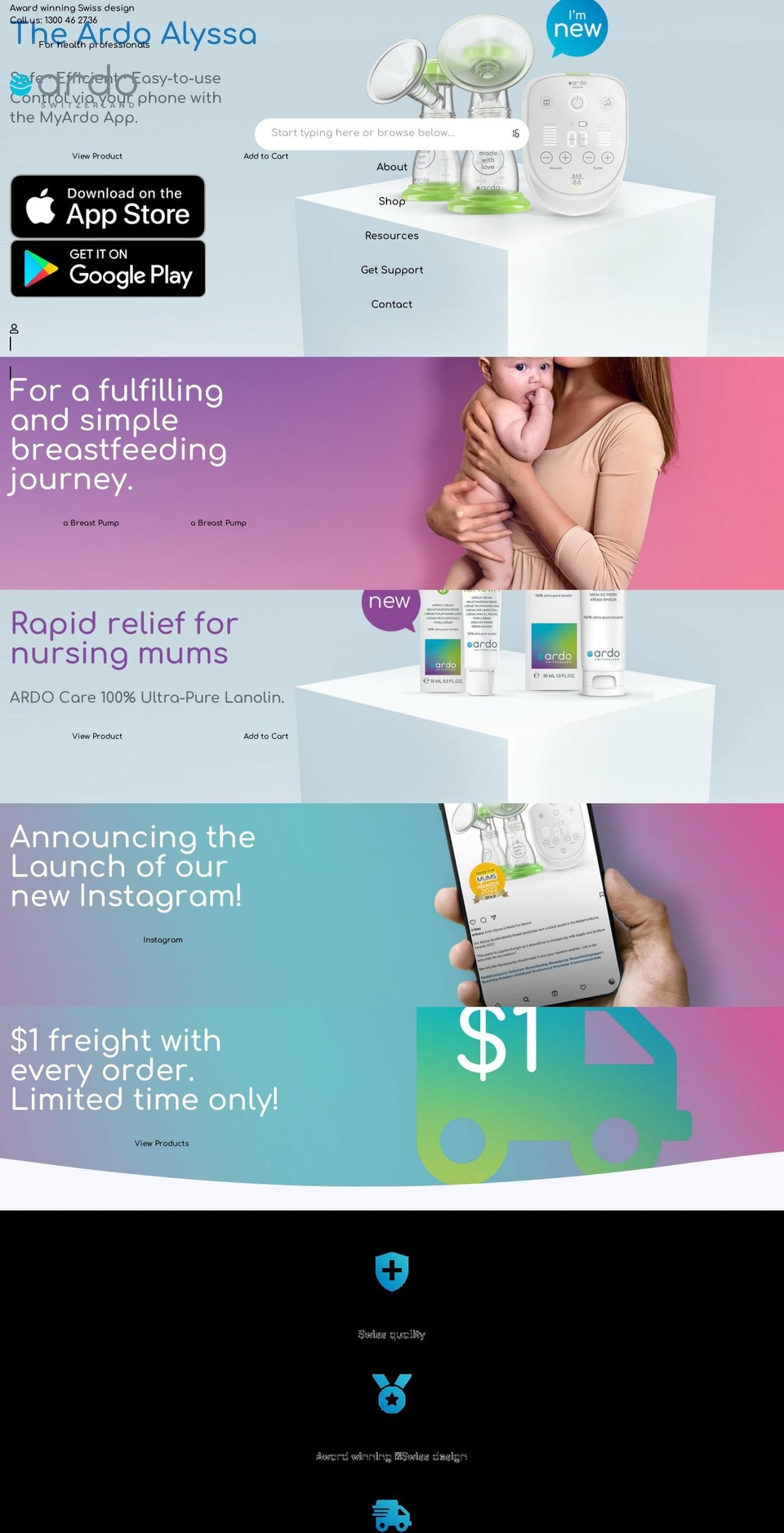 ardo.com.au shopify website screenshot