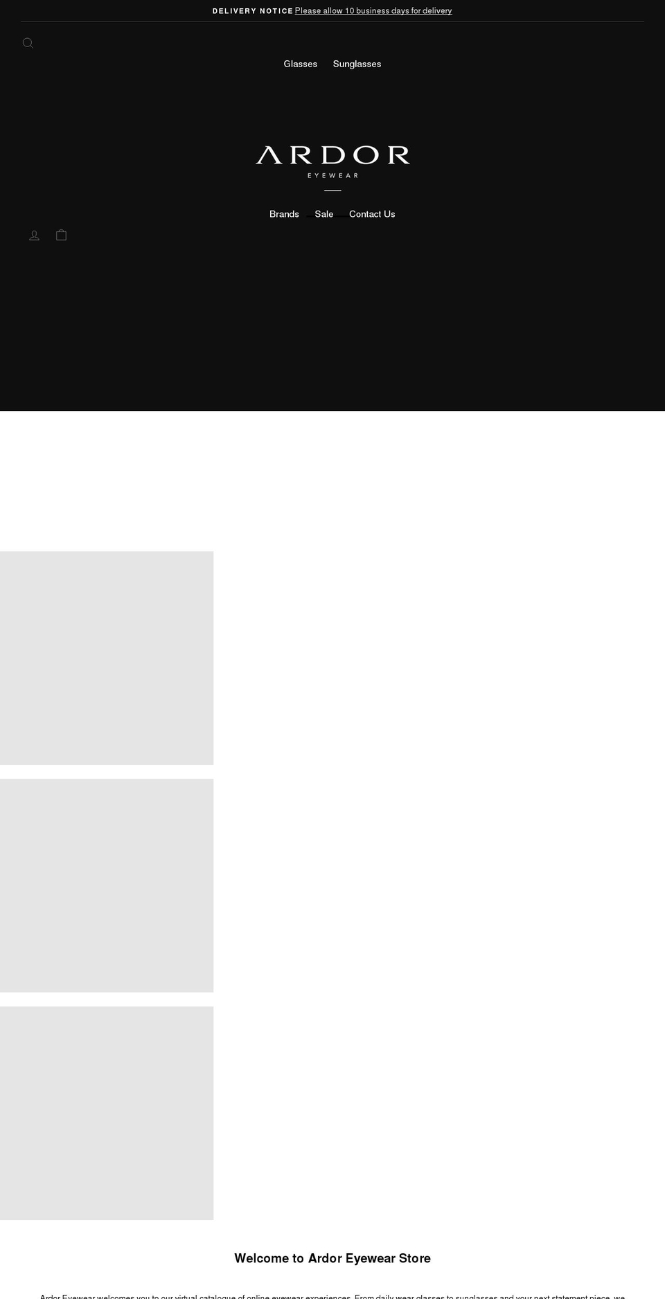 ardoreyewear.co.uk shopify website screenshot