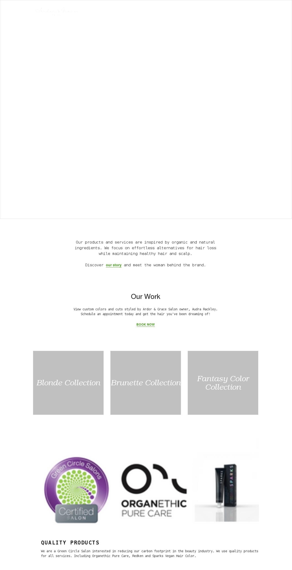 ardorgrace.com shopify website screenshot