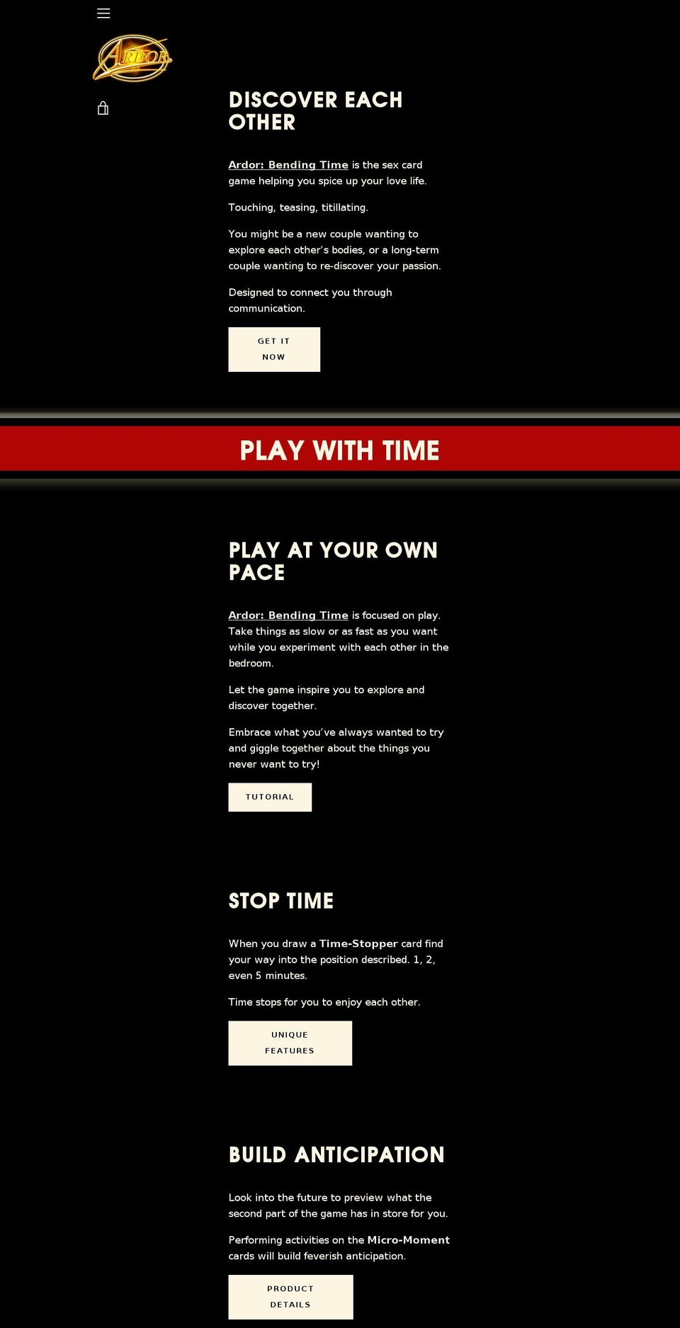 ardorthegame.org shopify website screenshot