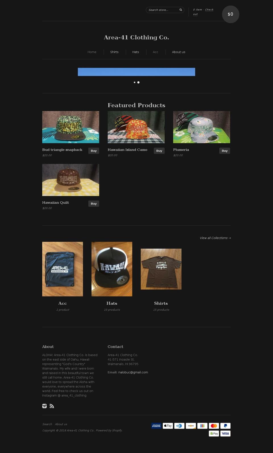 area-41clothingco.com shopify website screenshot