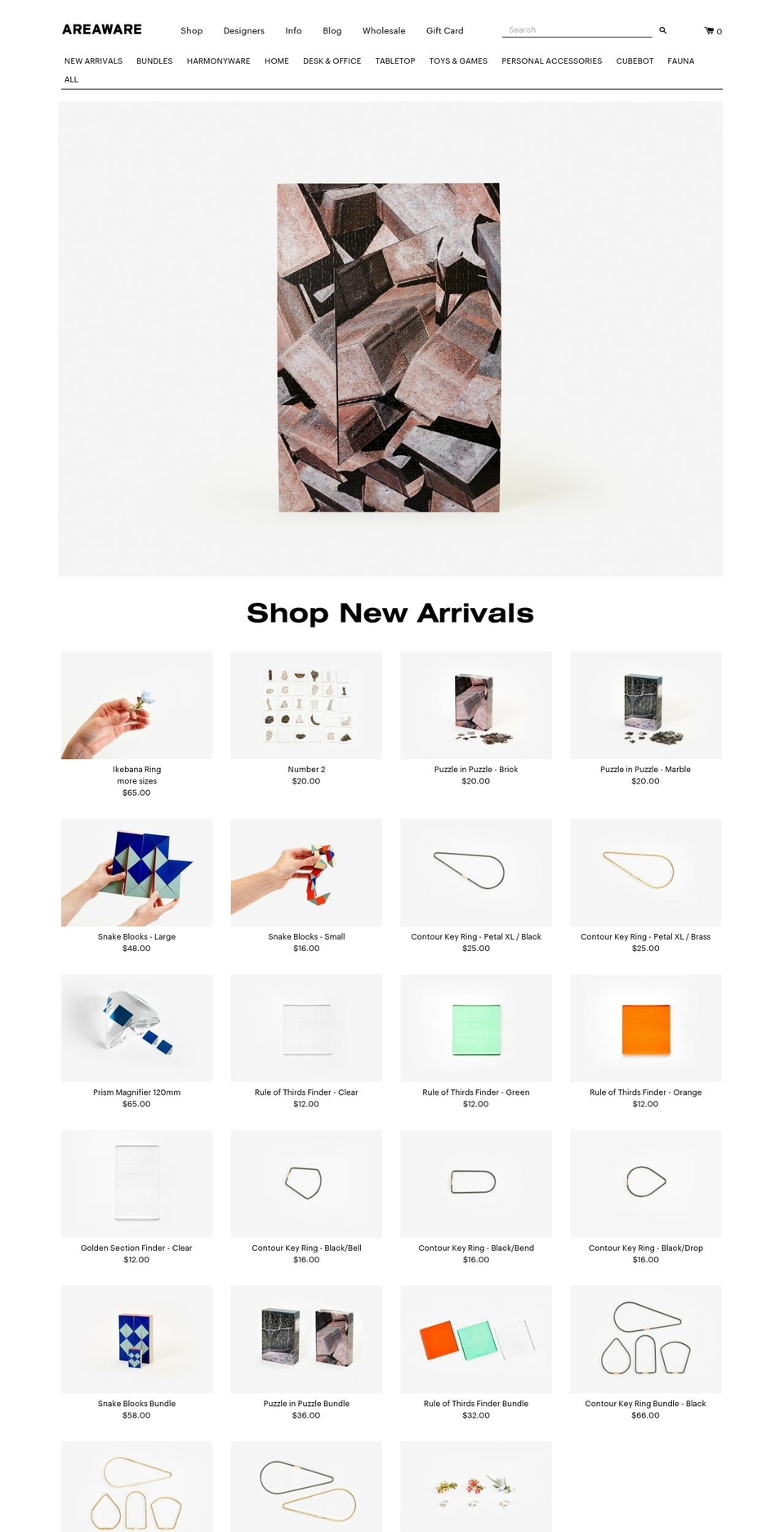 Baseline Shopify theme site example areaware.com