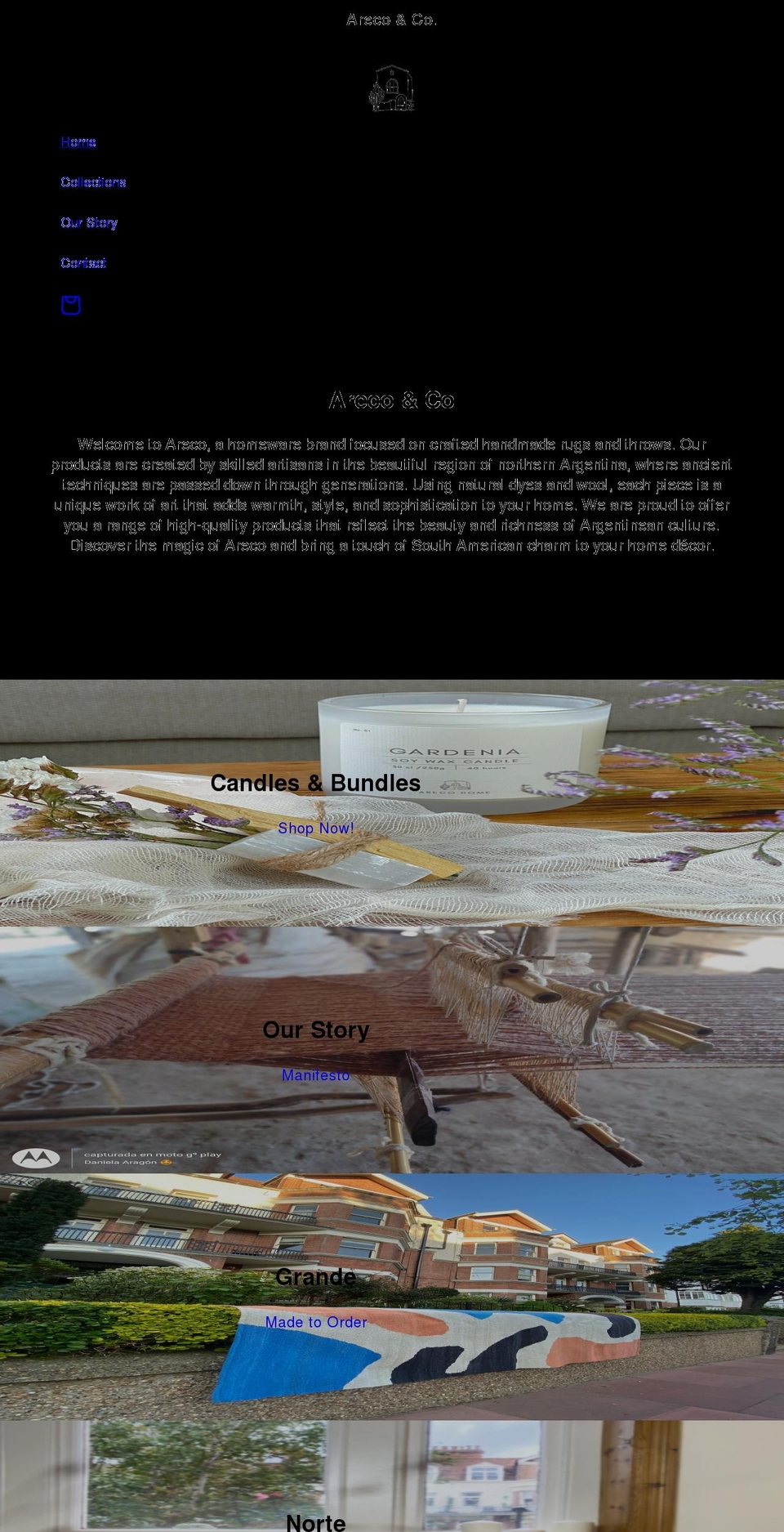 arecohome.com shopify website screenshot