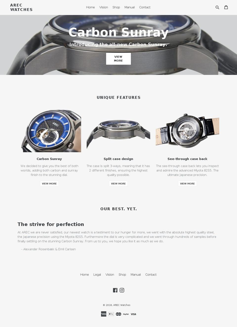 arecwatches.com — Shopify storefront screenshot