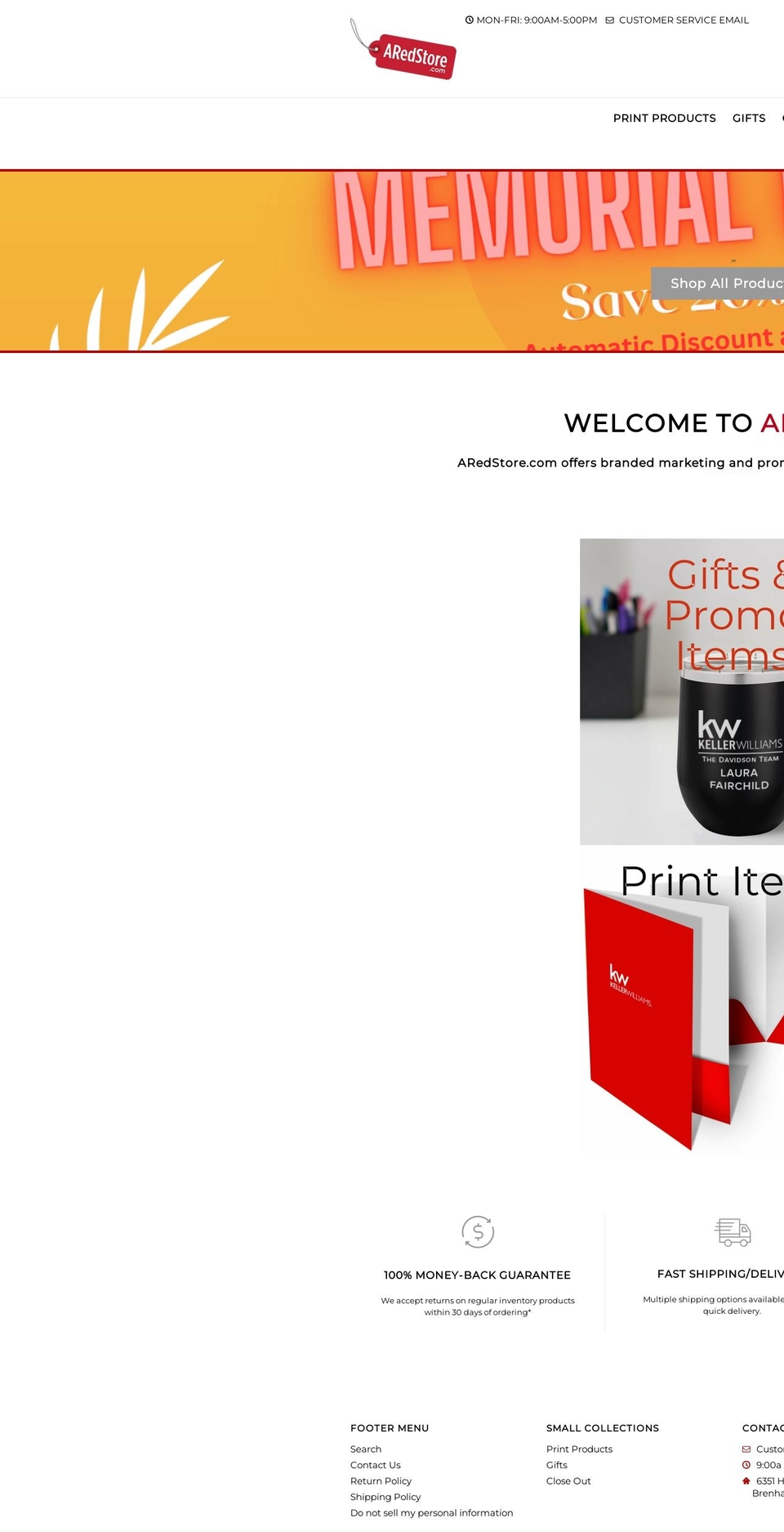 aredstore.com shopify website screenshot