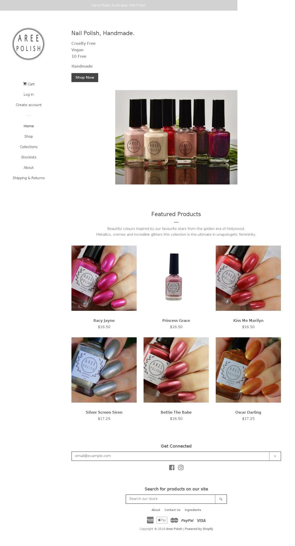 areepolish.com — Shopify storefront screenshot