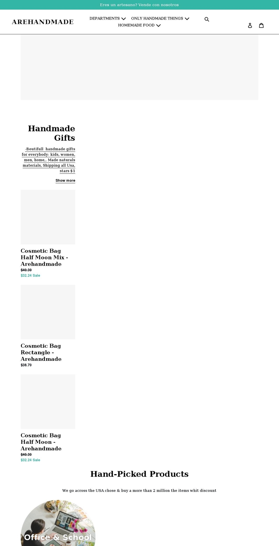 arehandmade.com shopify website screenshot
