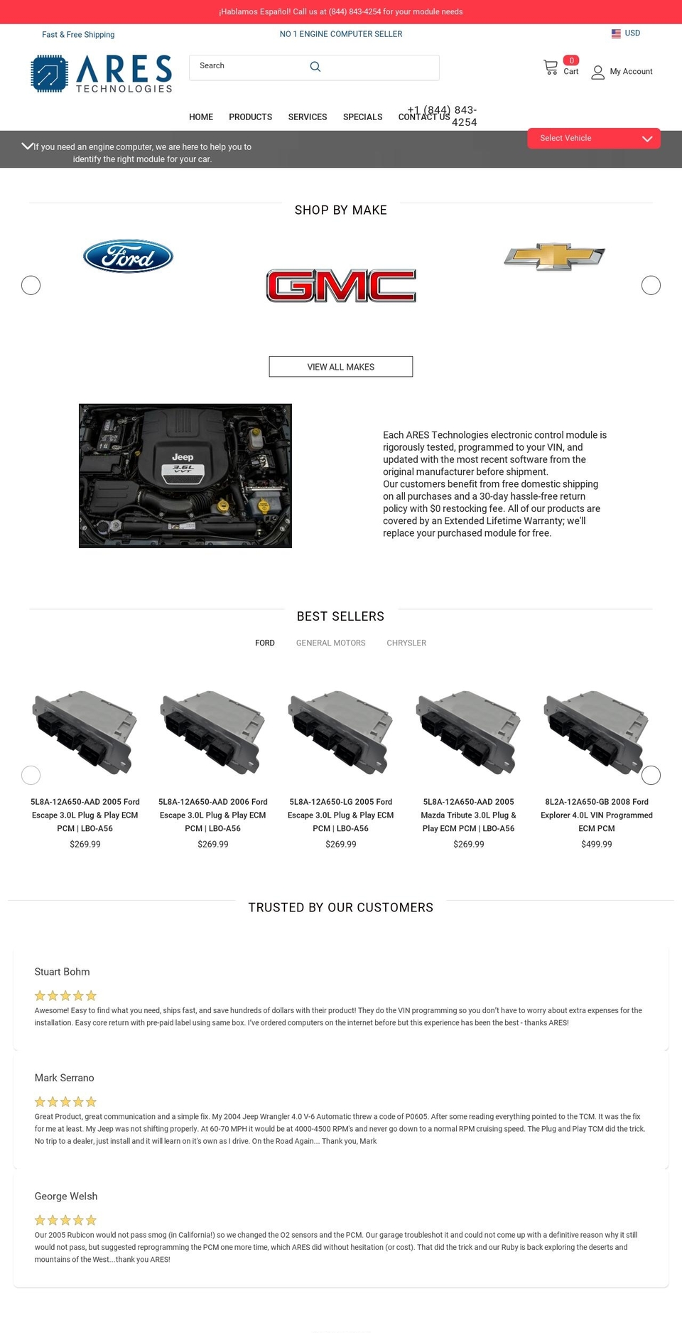 arestechnologies.com shopify website screenshot