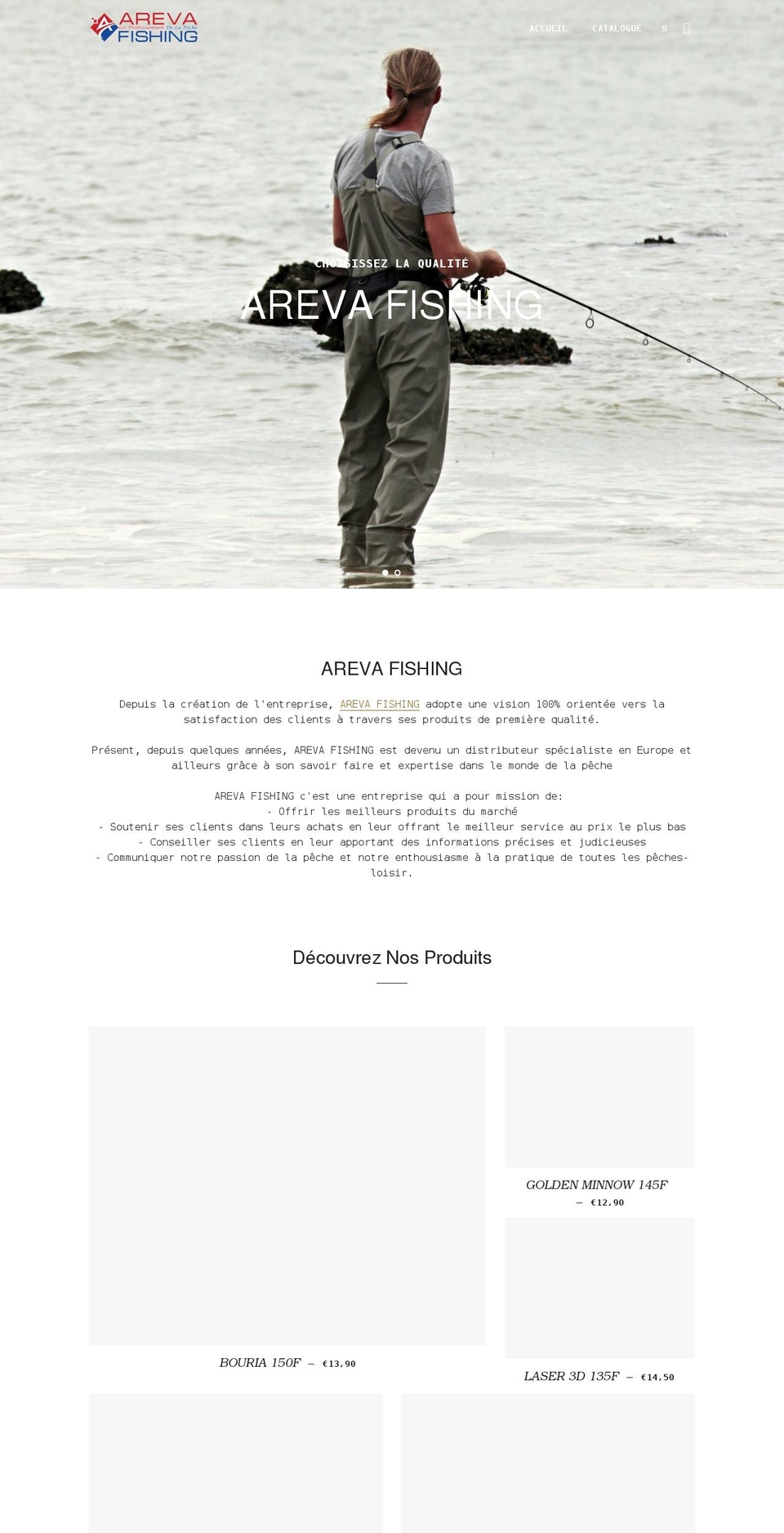 arevafishing.com shopify website screenshot