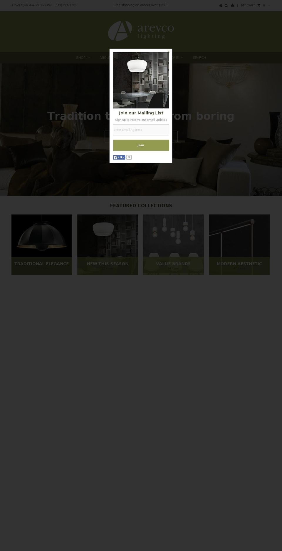 arevco.com shopify website screenshot