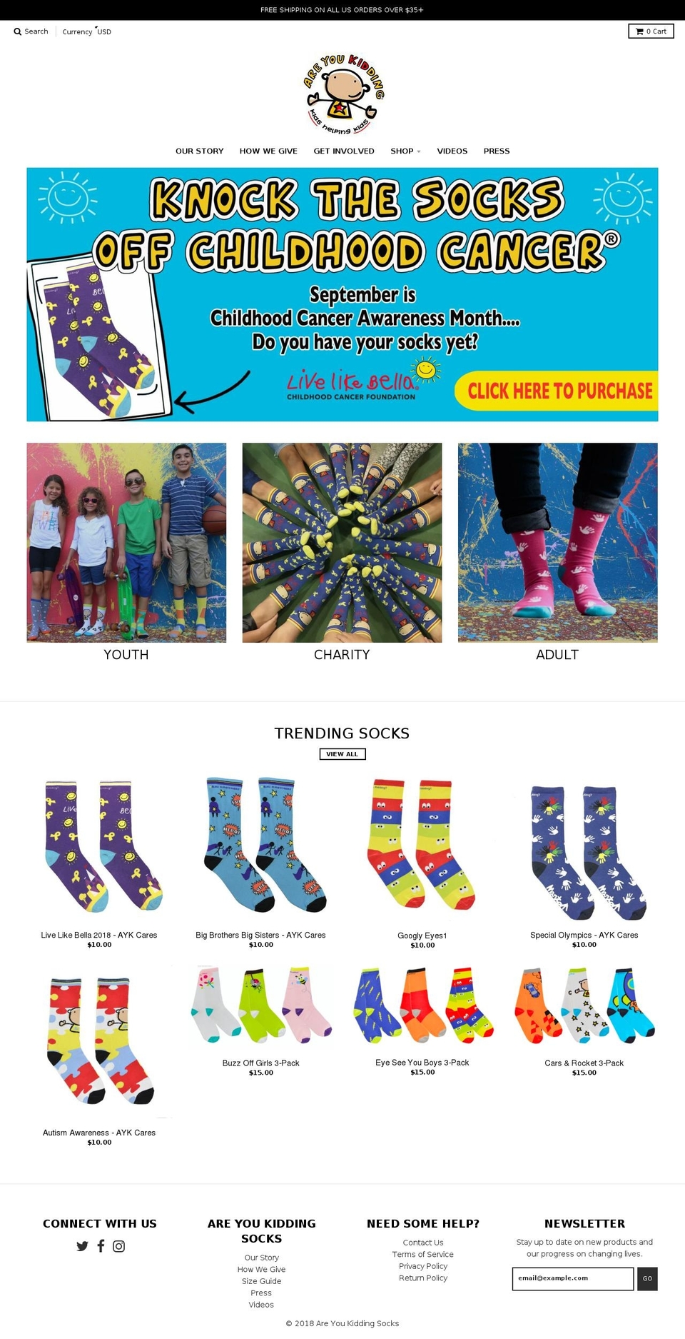 areyoukiddingsocks.com shopify website screenshot