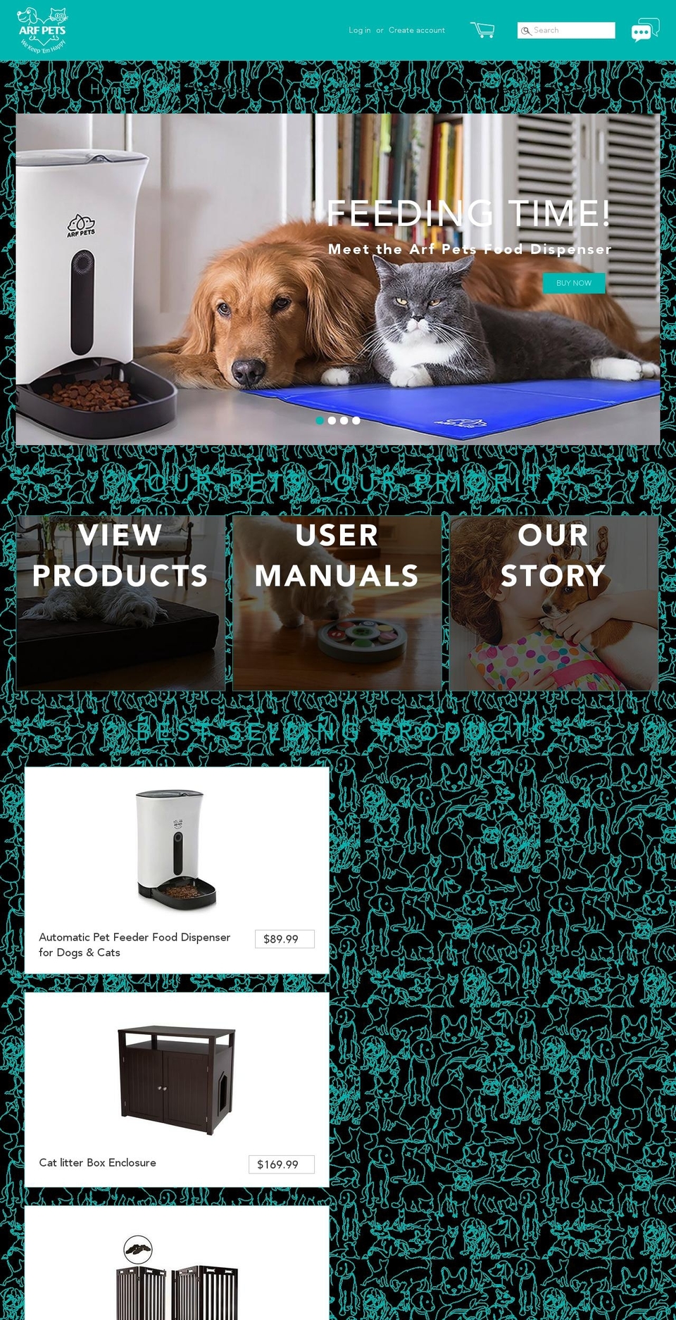 arfpets.com shopify website screenshot
