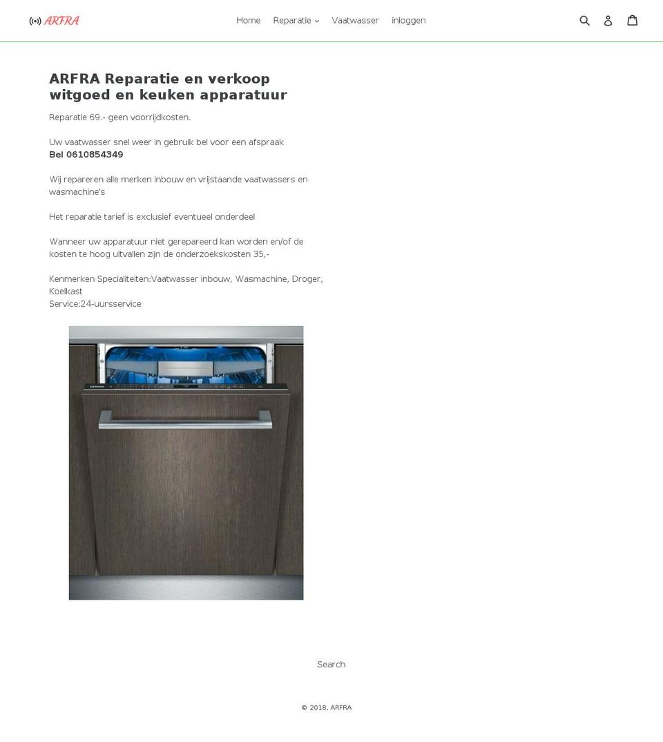 arfra.nl shopify website screenshot