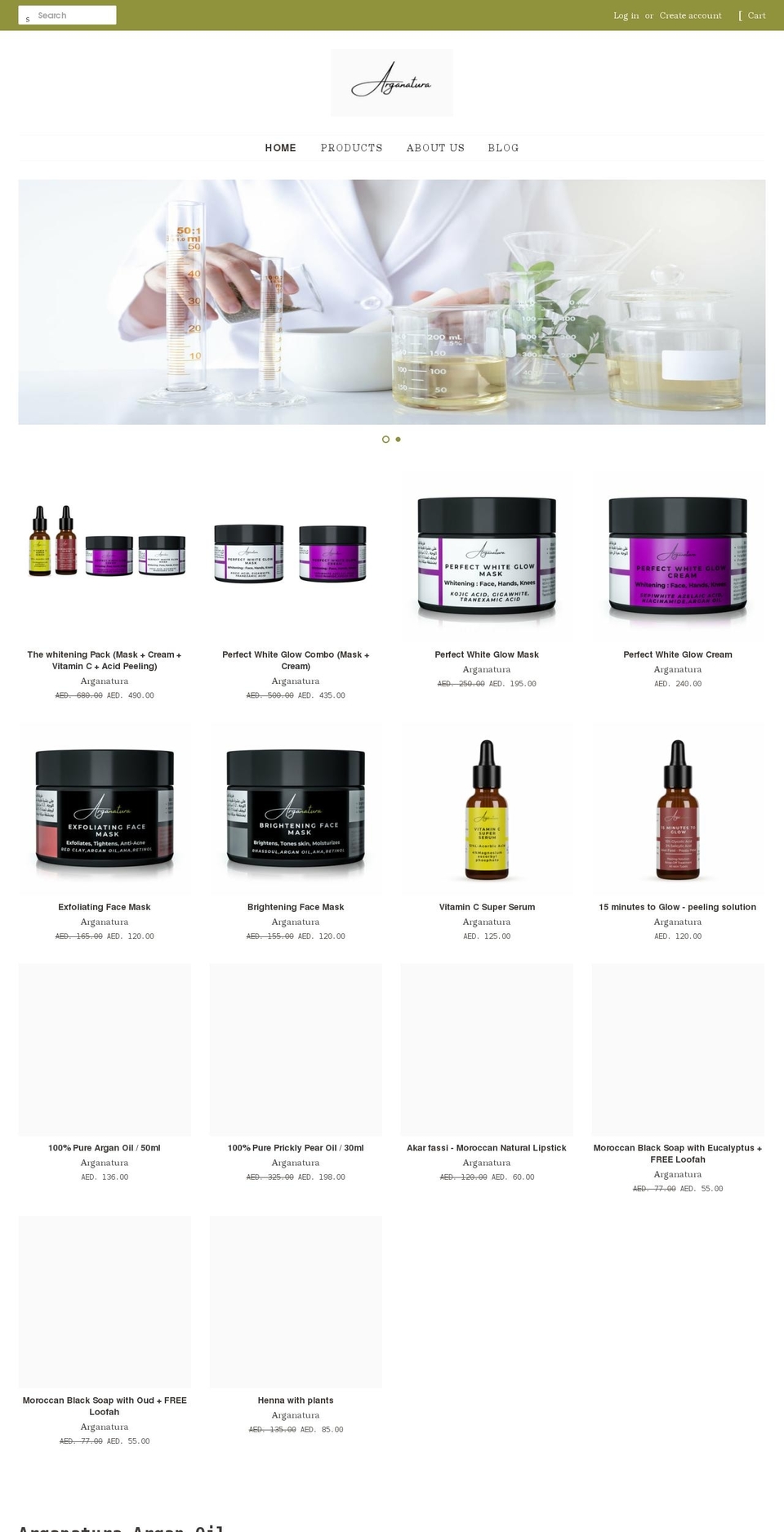 arganatura.com shopify website screenshot