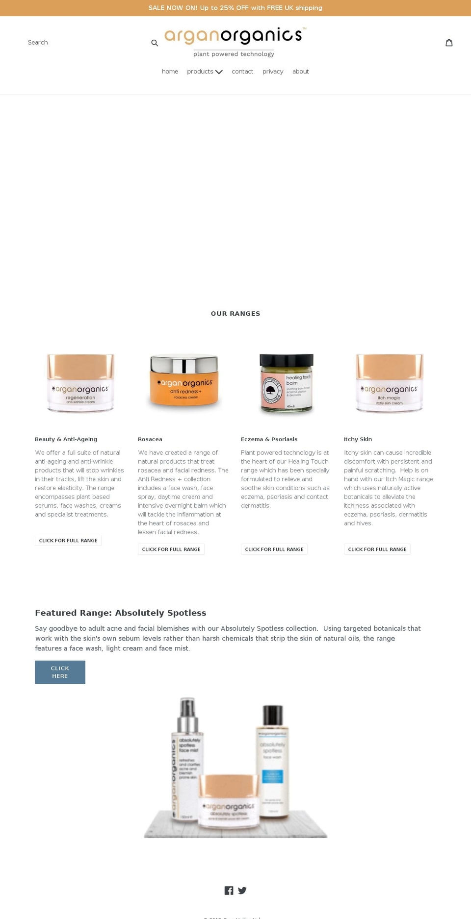 arganorganics.co.uk shopify website screenshot