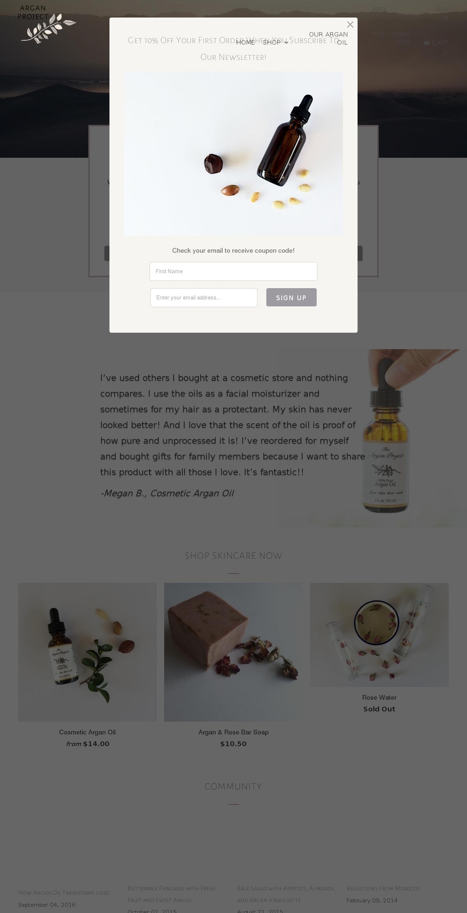 arganproject.com shopify website screenshot