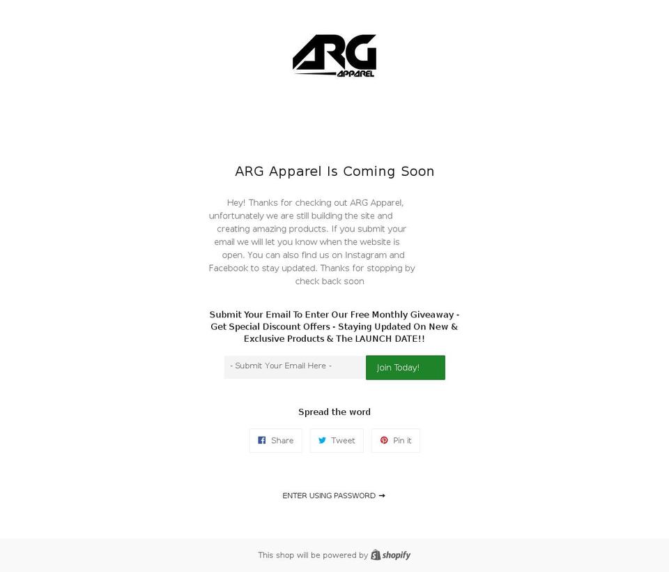 argapparel.com — Shopify storefront screenshot