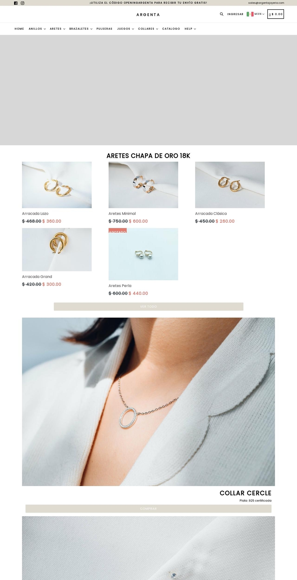 argentajoyeria.com shopify website screenshot