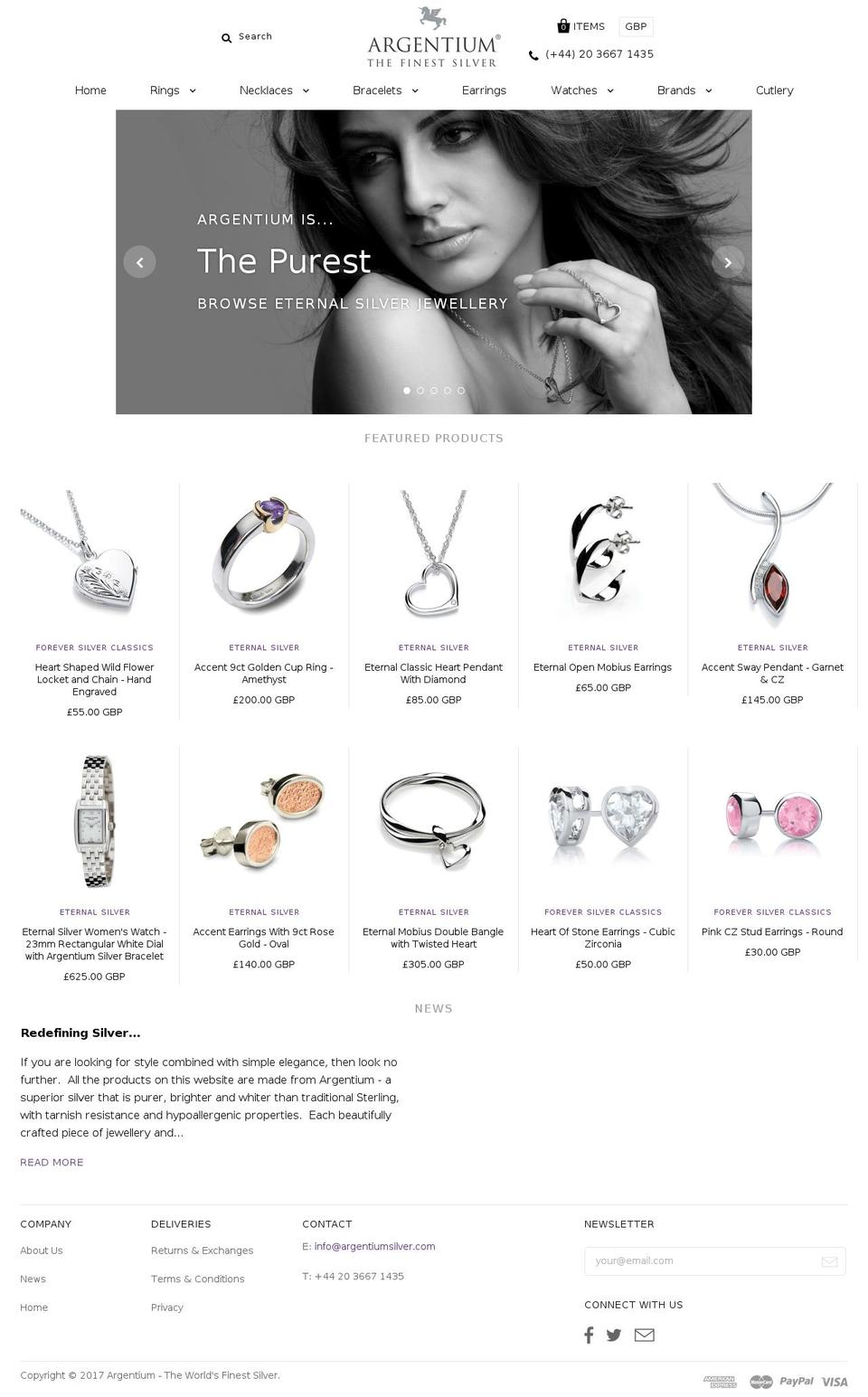 argentiumshop.com shopify website screenshot