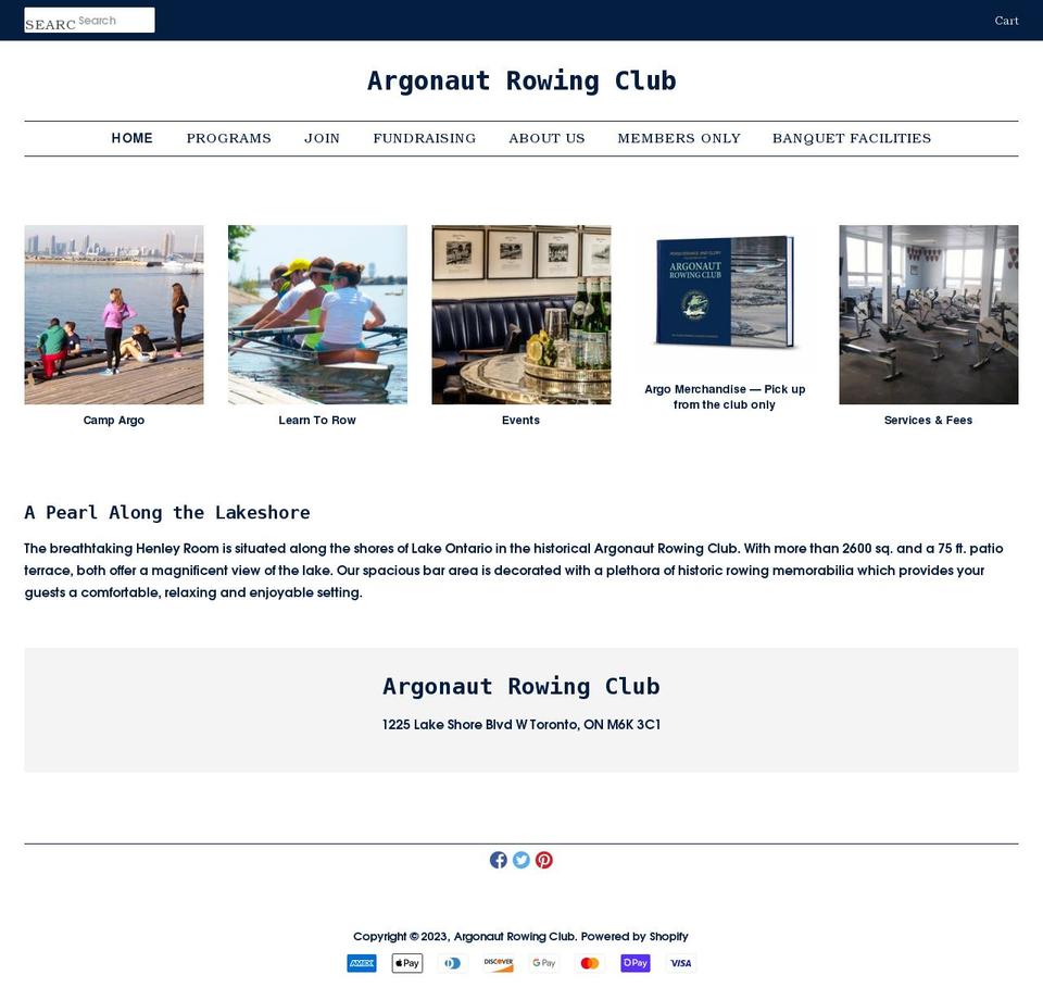 argonaut-rowing-club.myshopify.com shopify website screenshot