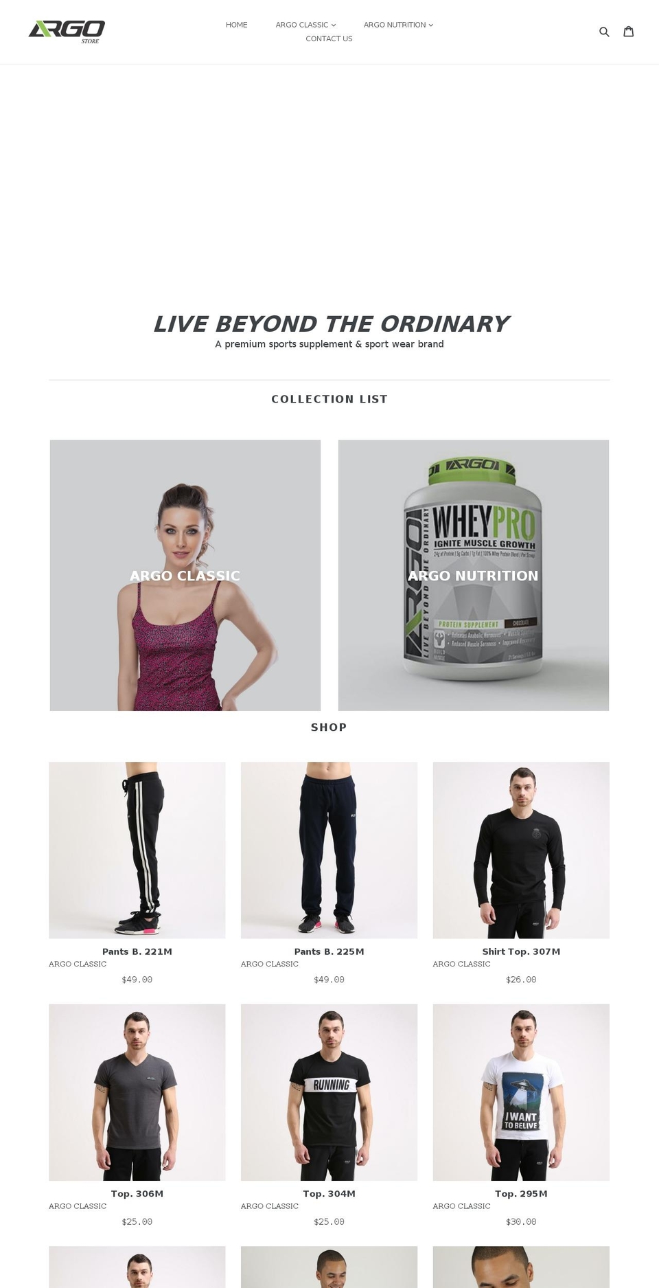 argonutrition.com — Shopify storefront screenshot