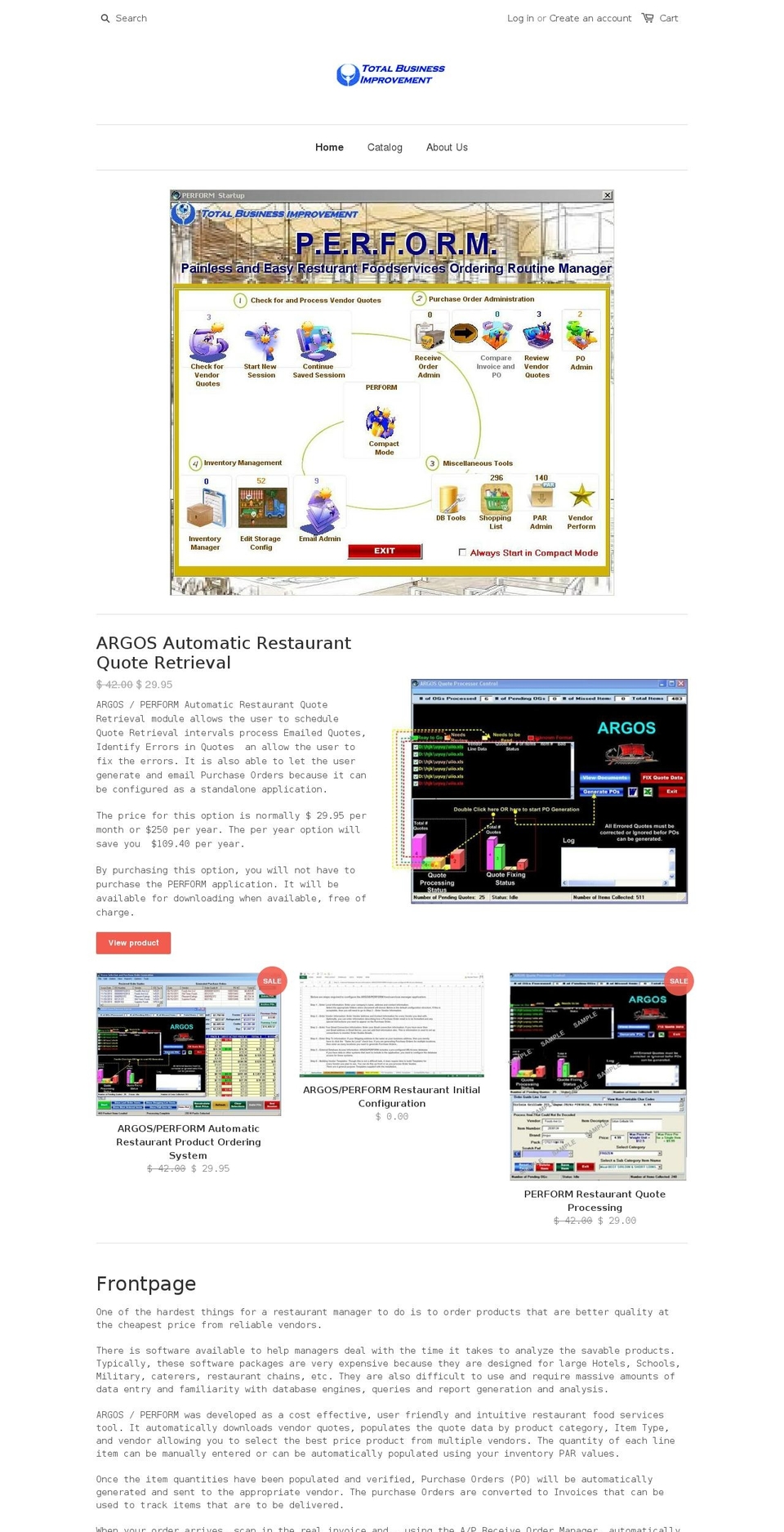 argos-perform.com shopify website screenshot