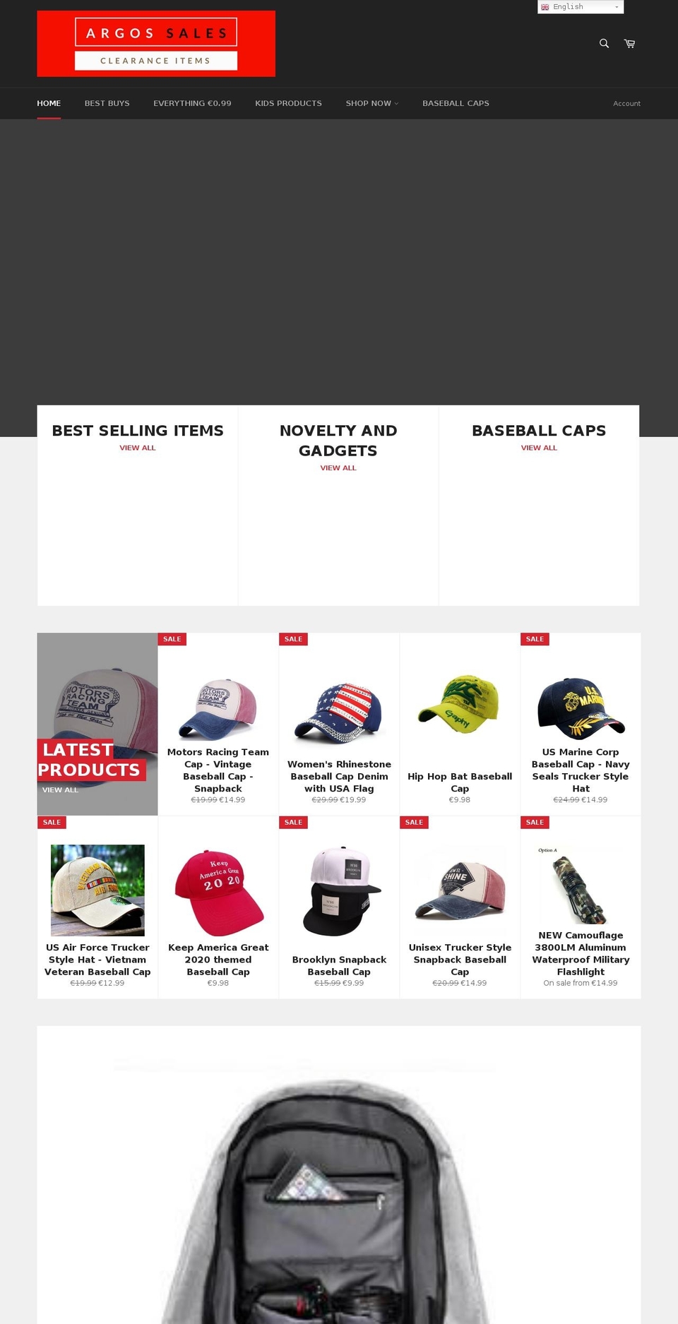 argossales.com shopify website screenshot