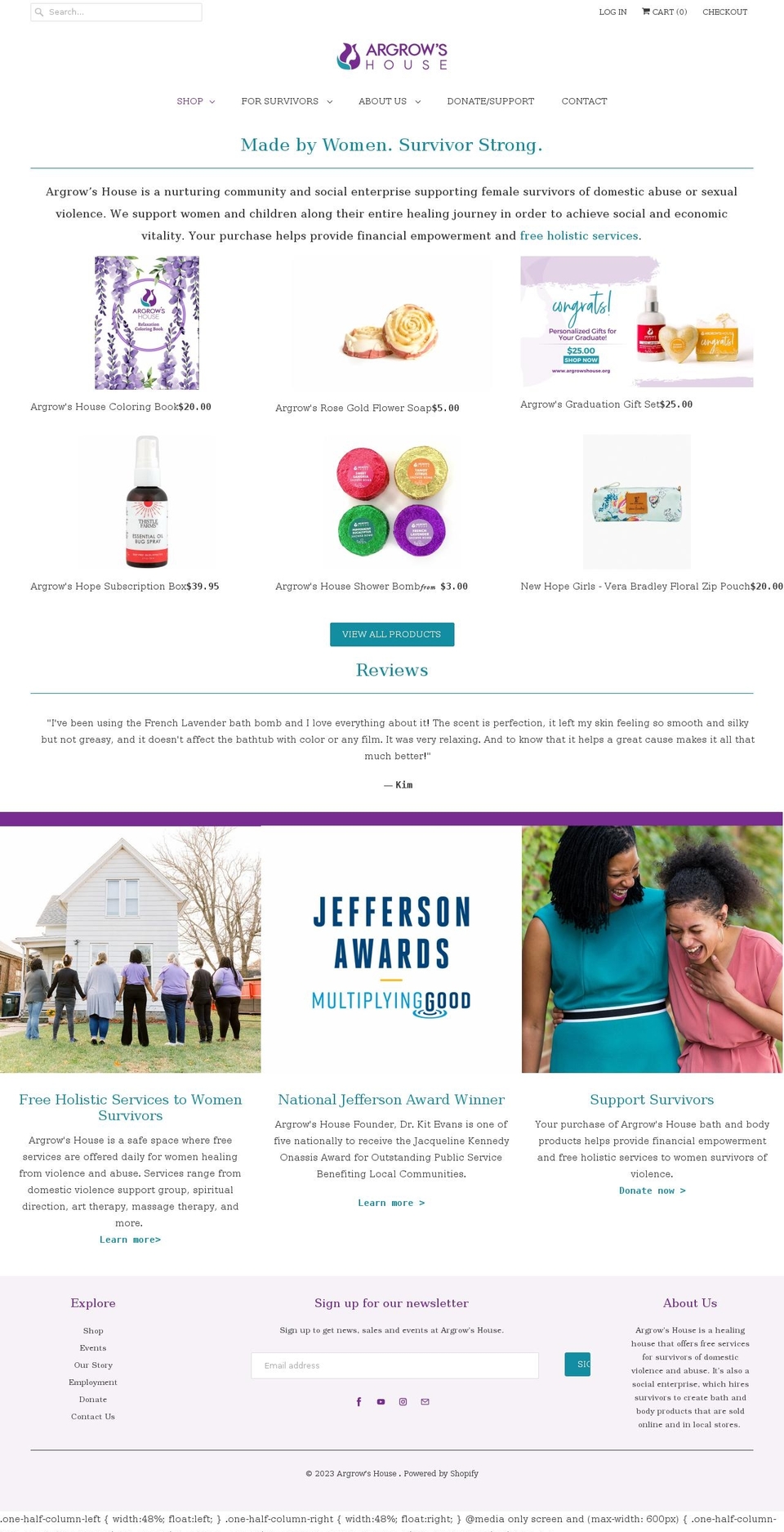 argrowshouse.org shopify website screenshot