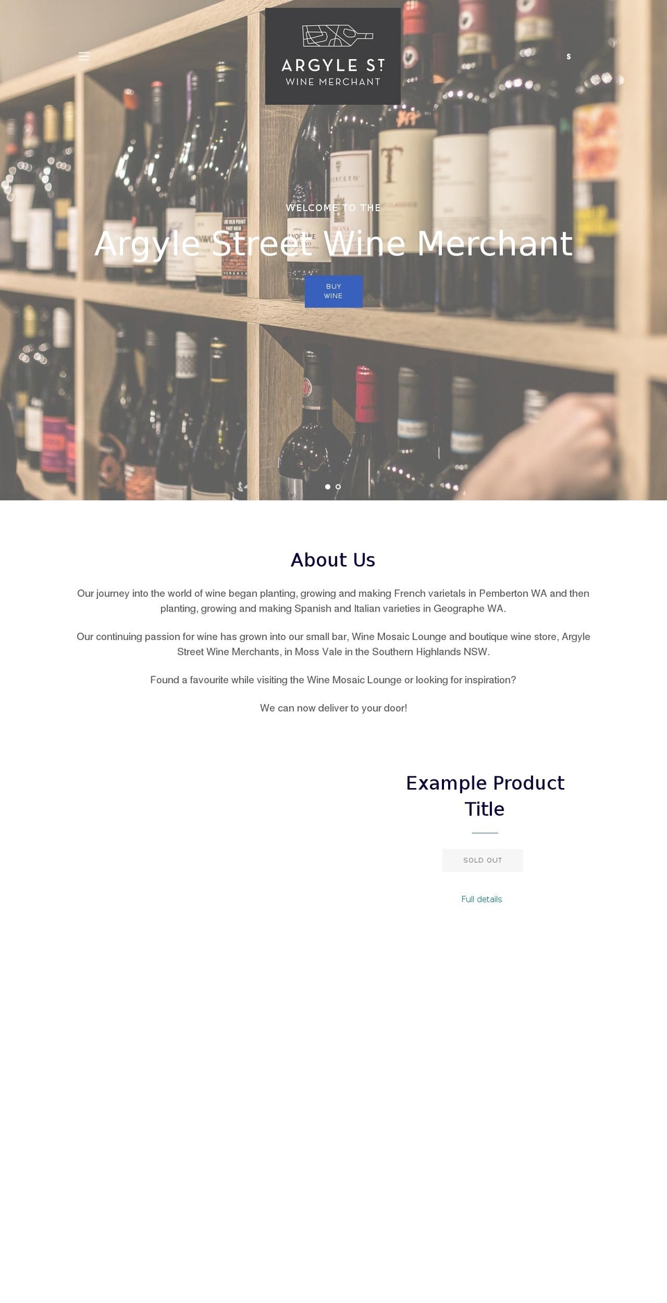argylestreetwinemerchants.com.au shopify website screenshot